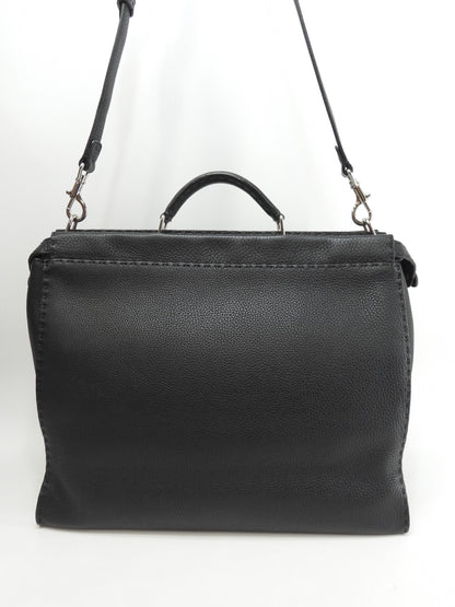 Fendi Peekaboo grande in pelle Selleria nera da uomo, borsa a mano, borsa da lavoro, condizioni eccellenti@ 20