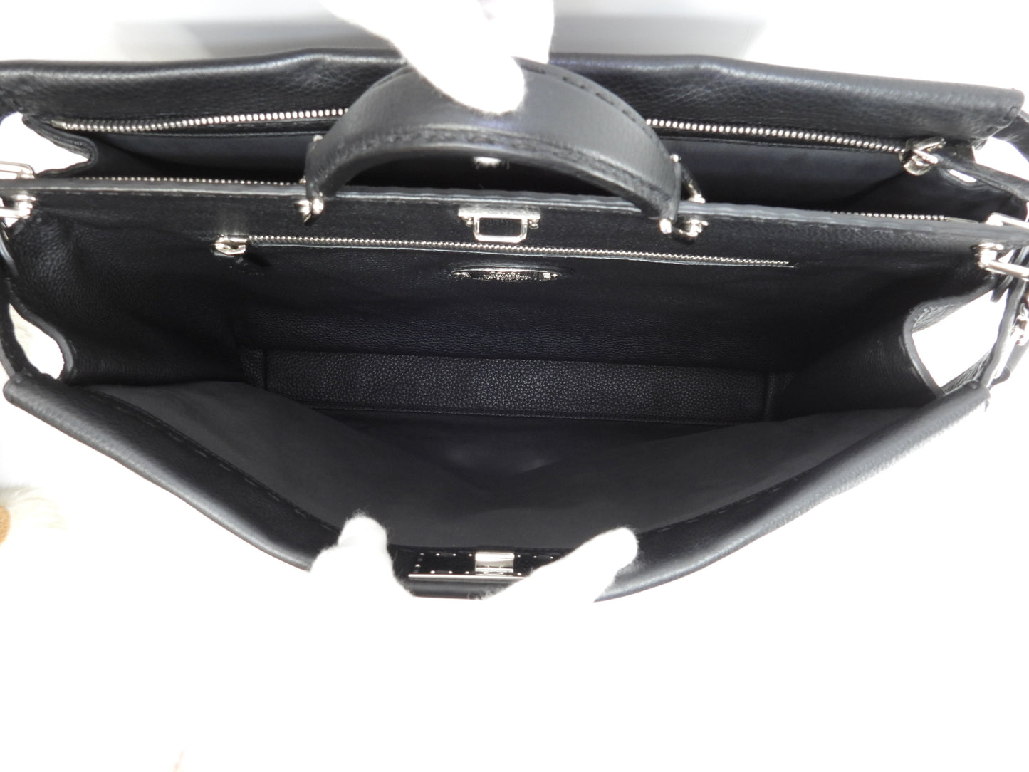 Fendi Peekaboo grande in pelle Selleria nera da uomo, borsa a mano, borsa da lavoro, condizioni eccellenti@ 20