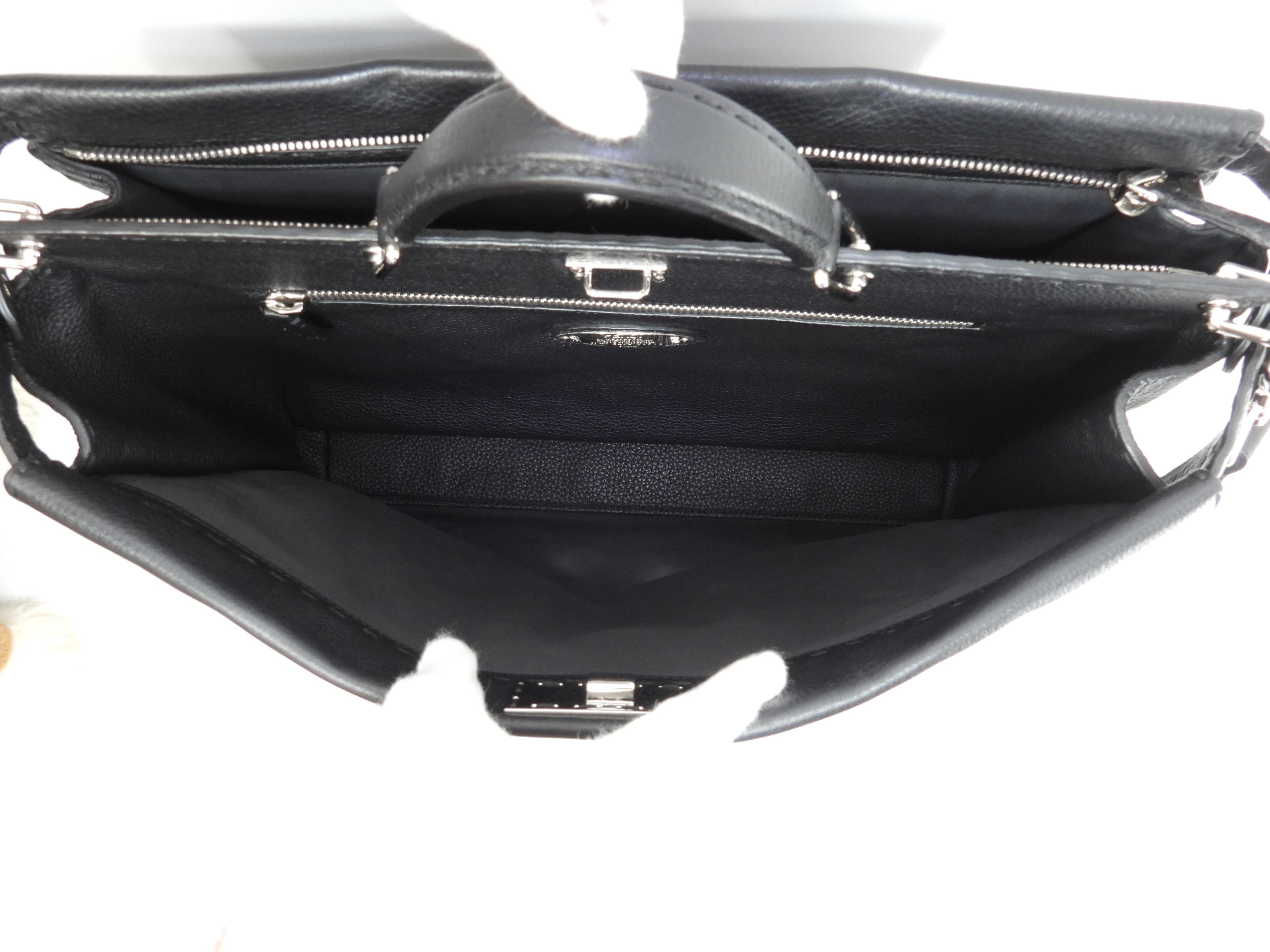 Fendi Peekaboo grande in pelle Selleria nera da uomo, borsa a mano, borsa da lavoro, condizioni eccellenti@ 20