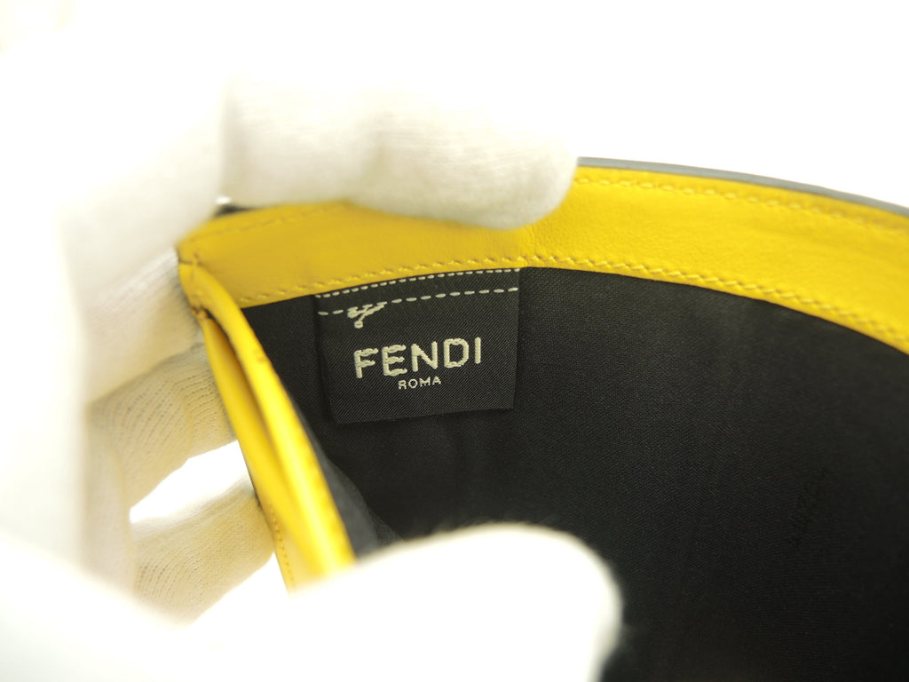 Fendi Compact Wallet F is Fendi in pelle gialla, portafoglio a due ante, come nuovo@ 7