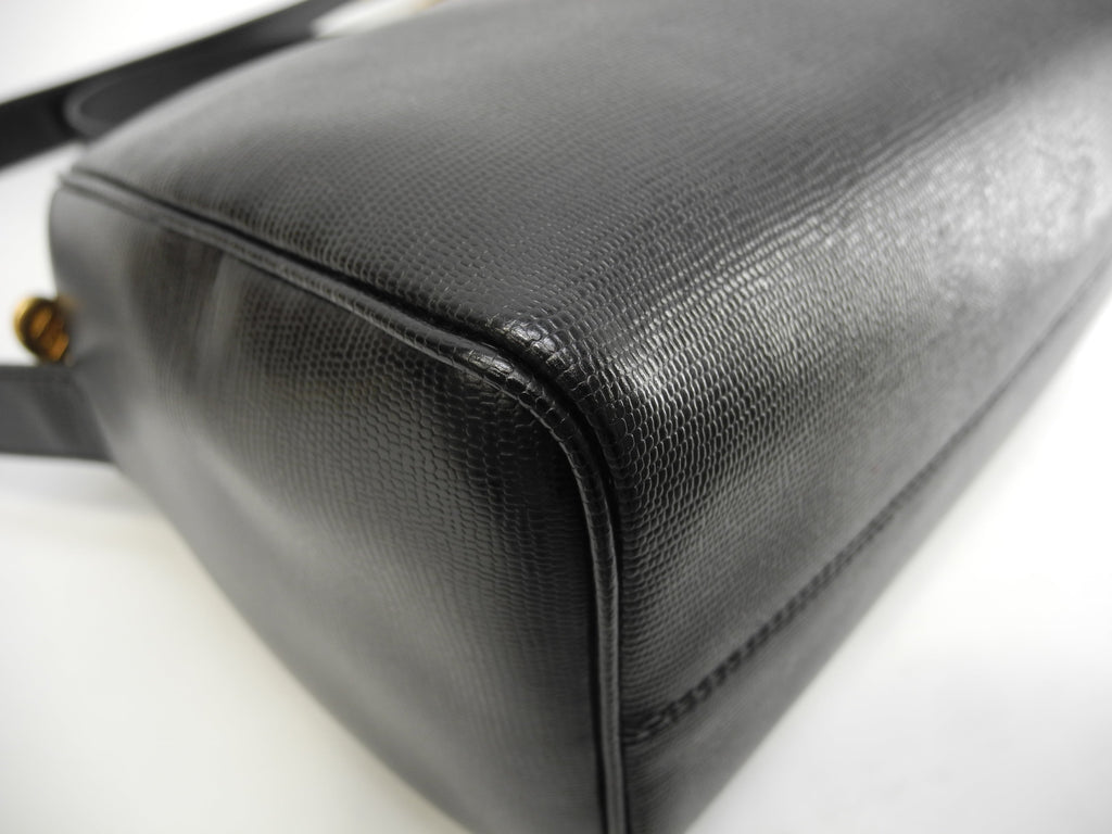 Celine pochette vintage, pelle nera, hardware color oro, logo circolare, raro, eccellenti condizioni @ 15