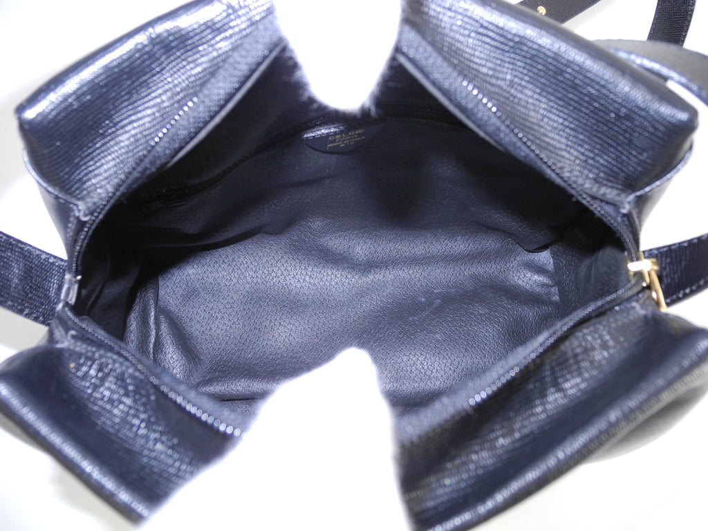 Celine pochette vintage, pelle nera, hardware color oro, logo circolare, raro, eccellenti condizioni @ 15