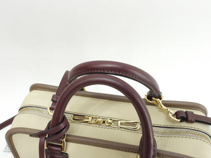 Loewe Amazona 23 in pelle crema/bordeaux, mini borsa a mano, pochette, ottime condizioni @061210
