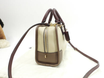 Loewe Amazona 23 in pelle crema/bordeaux, mini borsa a mano, pochette, ottime condizioni @061210