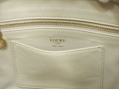 Loewe Amazona 23 in pelle crema/bordeaux, mini borsa a mano, pochette, ottime condizioni @061210