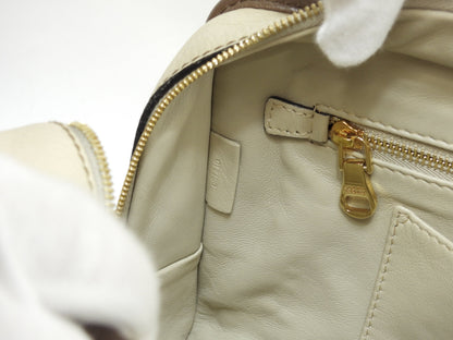 Loewe Amazona 23 in pelle crema/bordeaux, mini borsa a mano, pochette, ottime condizioni @061210