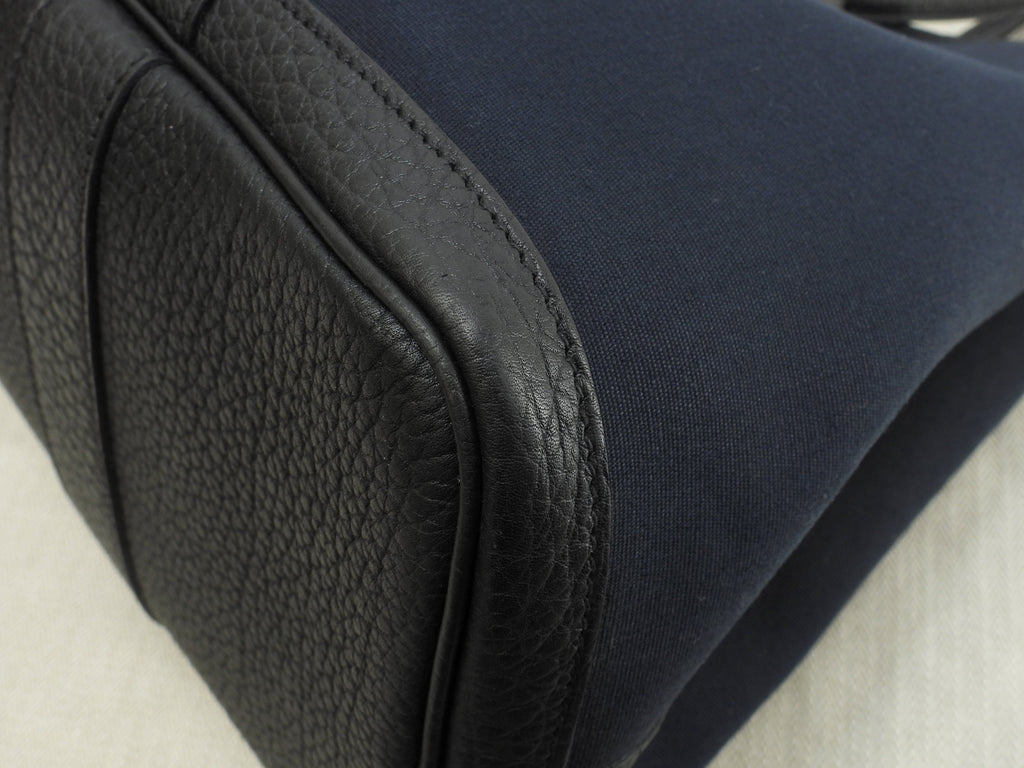 Hermès Garden Party PM tracolla lunga cotone pelle nera tote bag ottime condizioni@□P 3