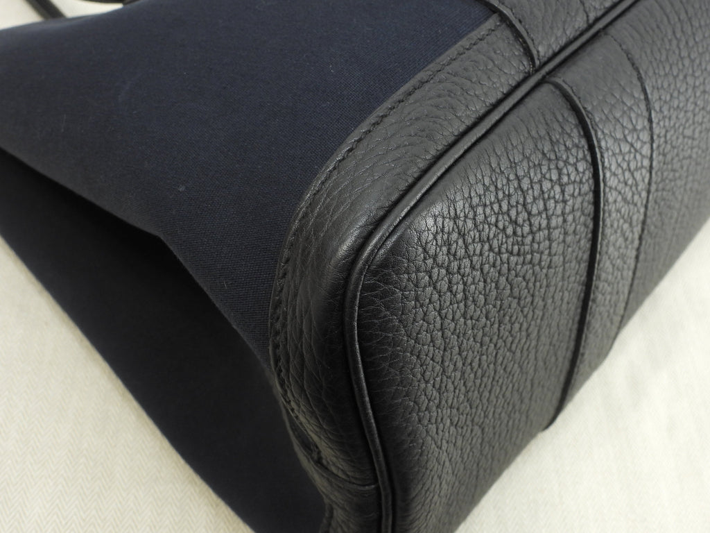 Hermès Garden Party PM tracolla lunga cotone pelle nera tote bag ottime condizioni@□P 3