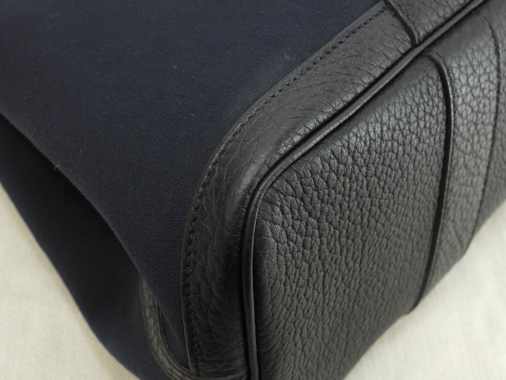 Hermès Garden Party PM tracolla lunga cotone pelle nera tote bag ottime condizioni@□P 3