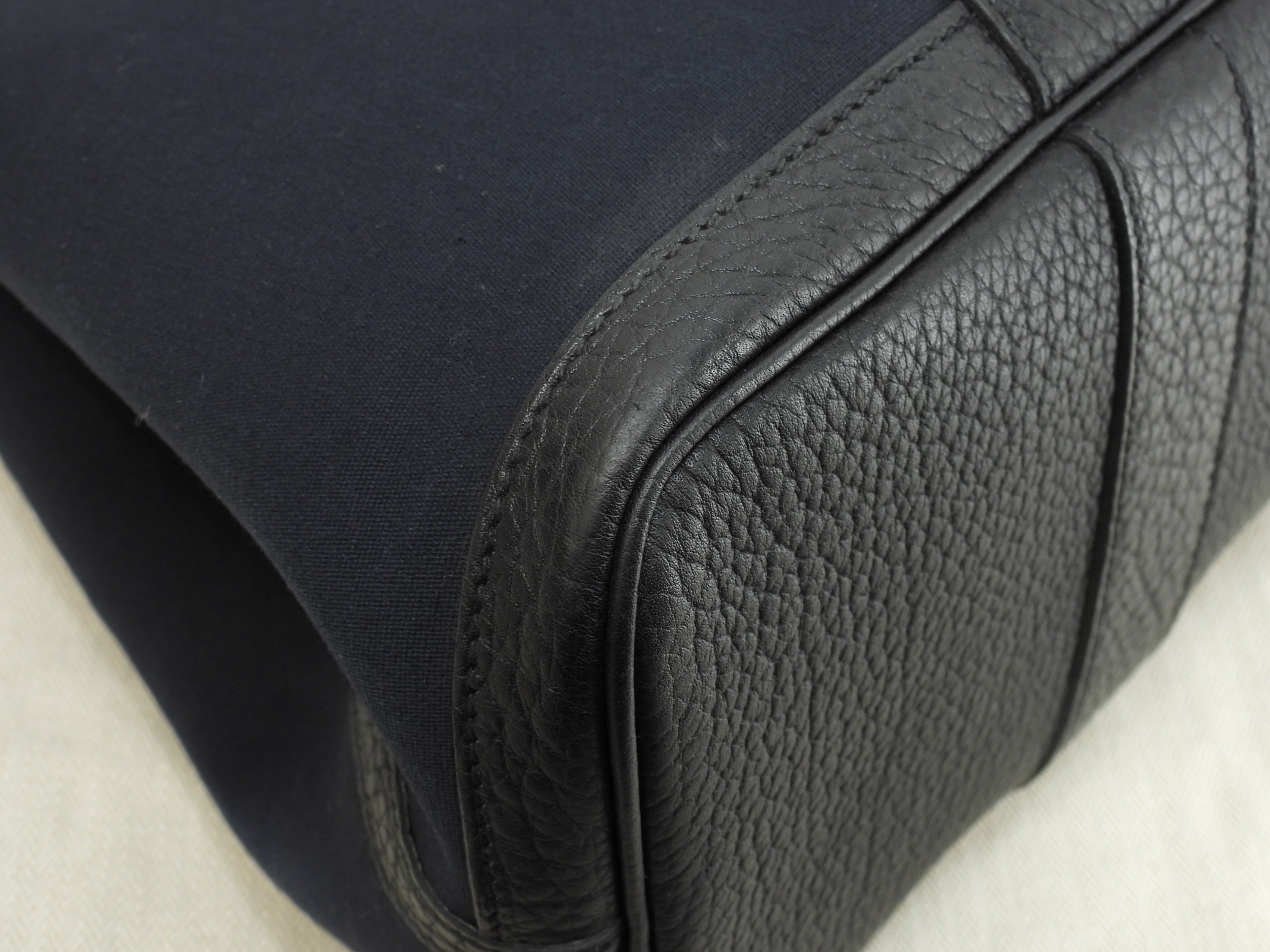 Hermès Garden Party PM tracolla lunga cotone pelle nera tote bag ottime condizioni@□P 3