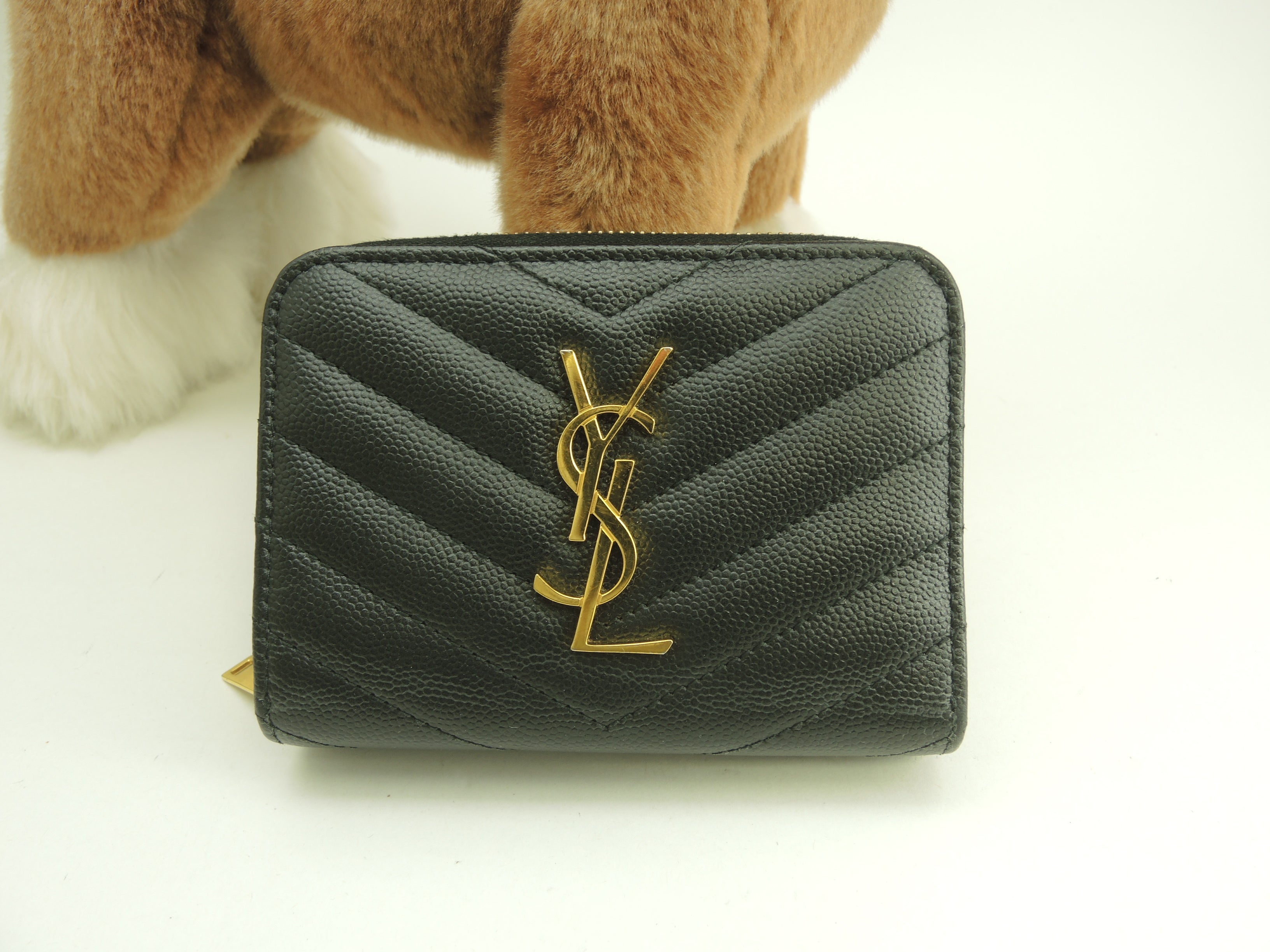 サンローラン コンパクトジップアラウンドウォレット YSL レザー黒 2折財布 @GNC403723-0321