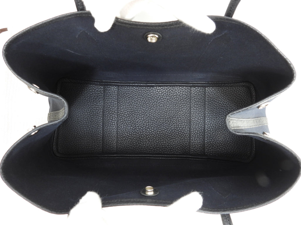 Hermès Garden Party PM tracolla lunga cotone pelle nera tote bag ottime condizioni@□P 3