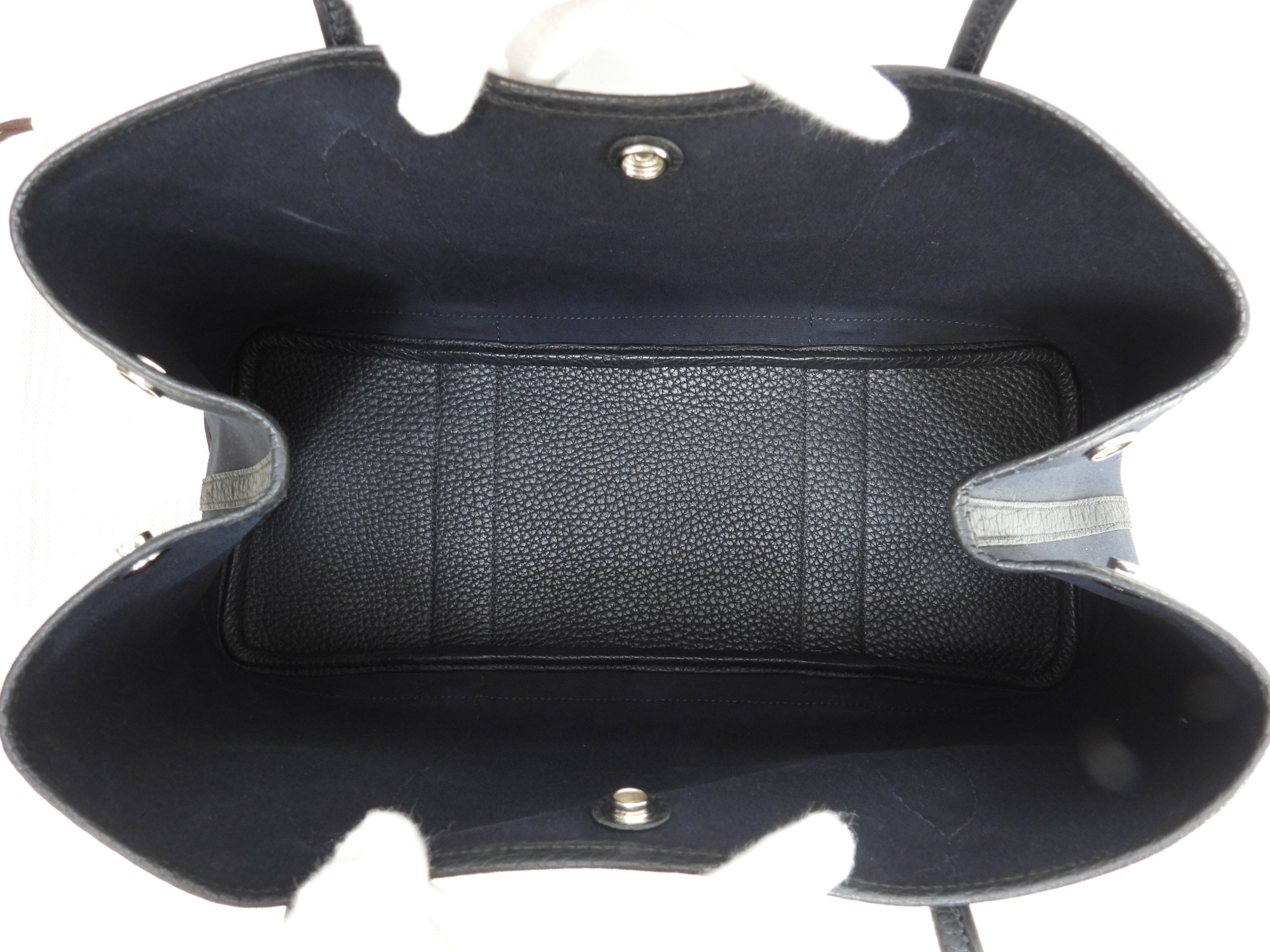 Hermès Garden Party PM tracolla lunga cotone pelle nera tote bag ottime condizioni@□P 3