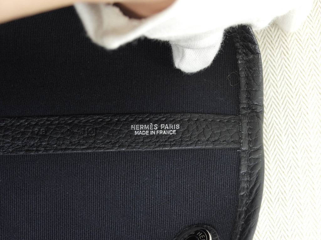Hermès Garden Party PM tracolla lunga cotone pelle nera tote bag ottime condizioni@□P 3