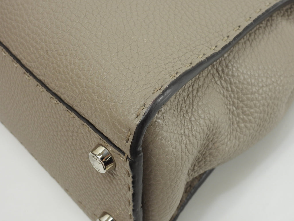 Fendi Peekaboo Regular in pelle Selleria grigia, borsa a mano con tracolla, condizioni eccellenti @ 22