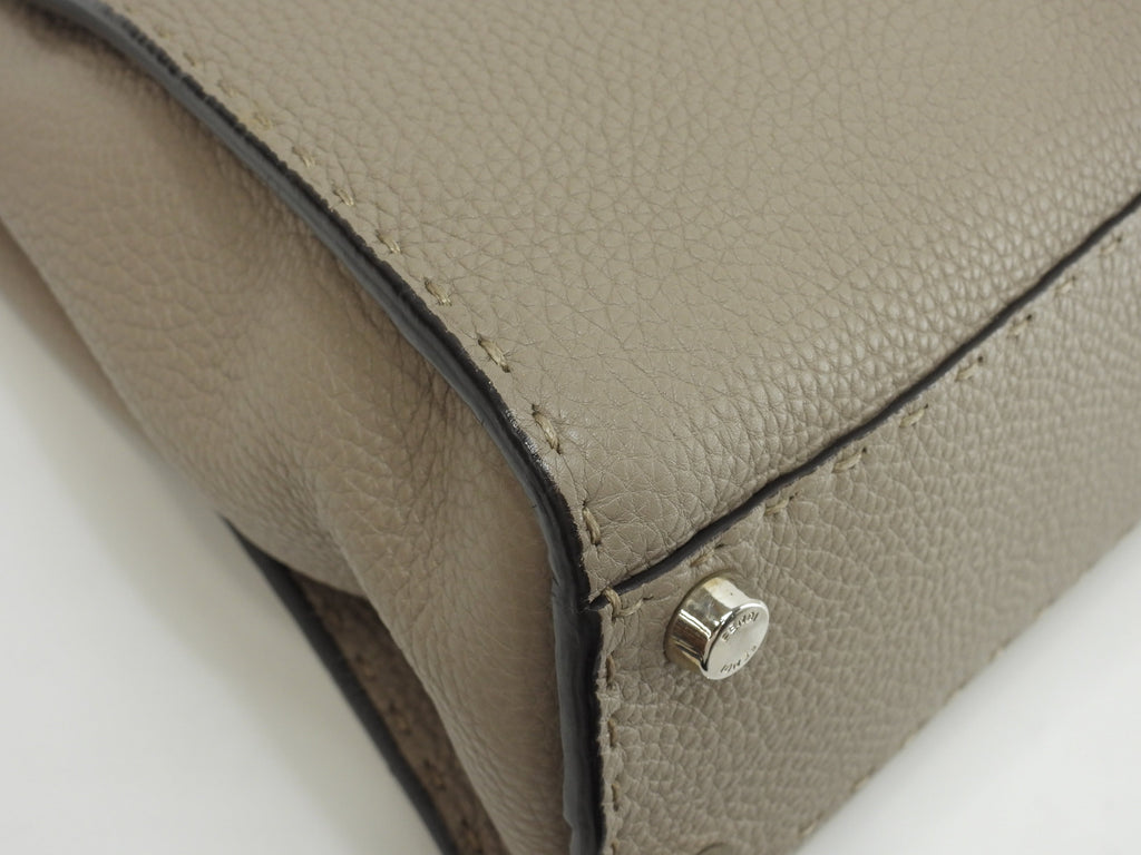 Fendi Peekaboo Regular in pelle Selleria grigia, borsa a mano con tracolla, condizioni eccellenti @ 22