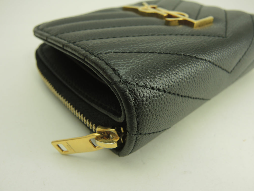 サンローラン コンパクトジップアラウンドウォレット YSL レザー黒 2折財布 @GNC403723-0321