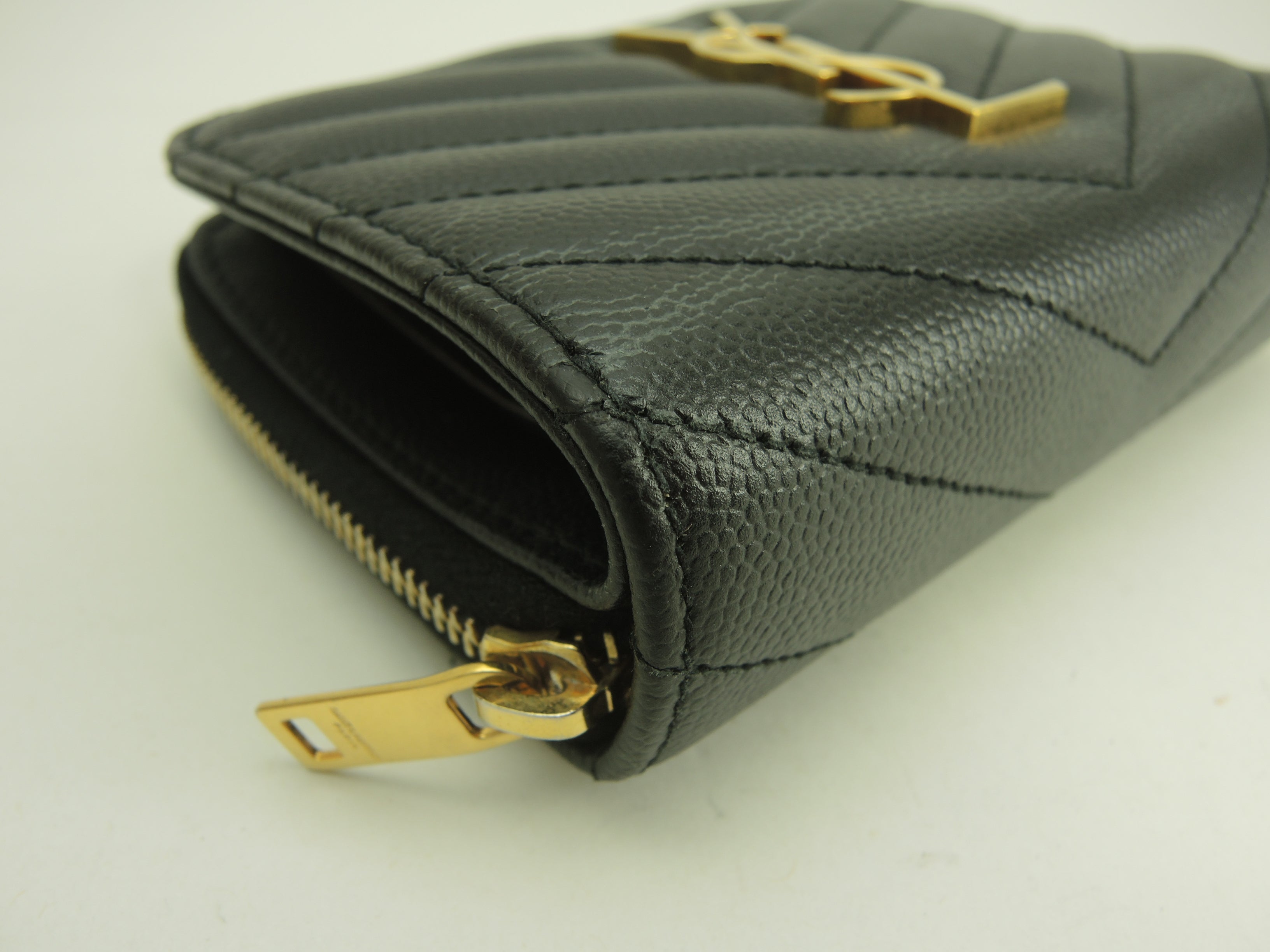 サンローラン コンパクトジップアラウンドウォレット YSL レザー黒 2折財布 @GNC403723-0321