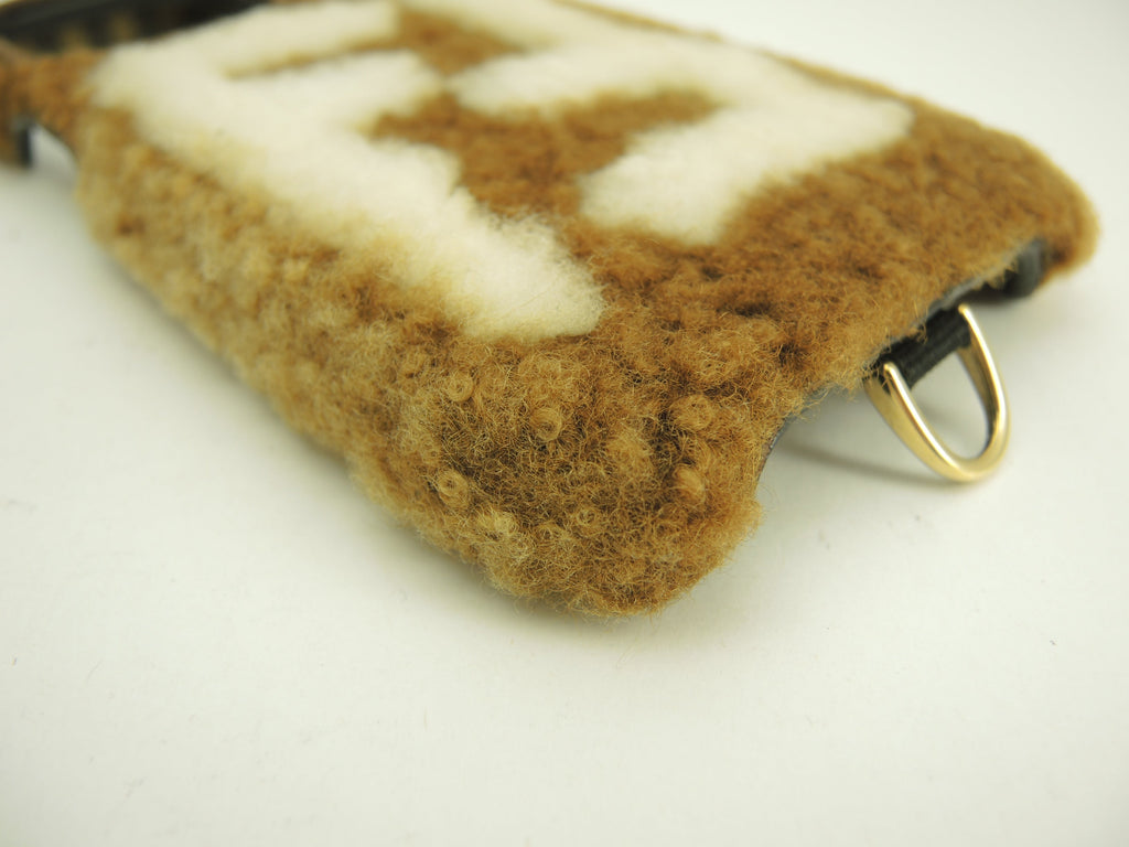 FENDI Custodia iPhone 14 Pro Pekan Montone Marrone Crema Cover Telefono @ 1