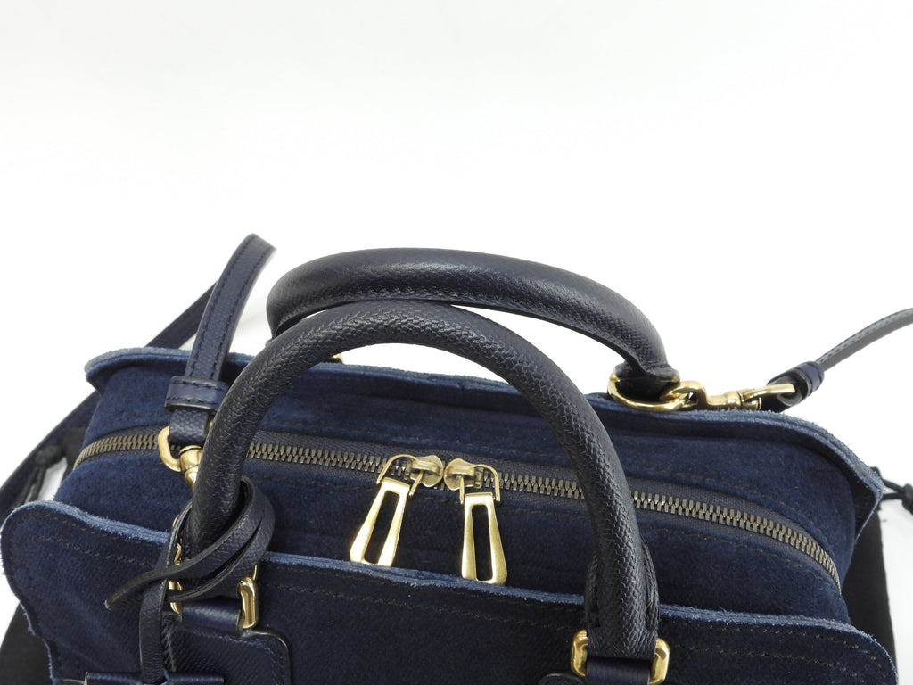 Loewe Amazona 23 Suede Denim Blue Pochette con Tracolla Mini Borsa a Mano, condizioni eccellenti@061403