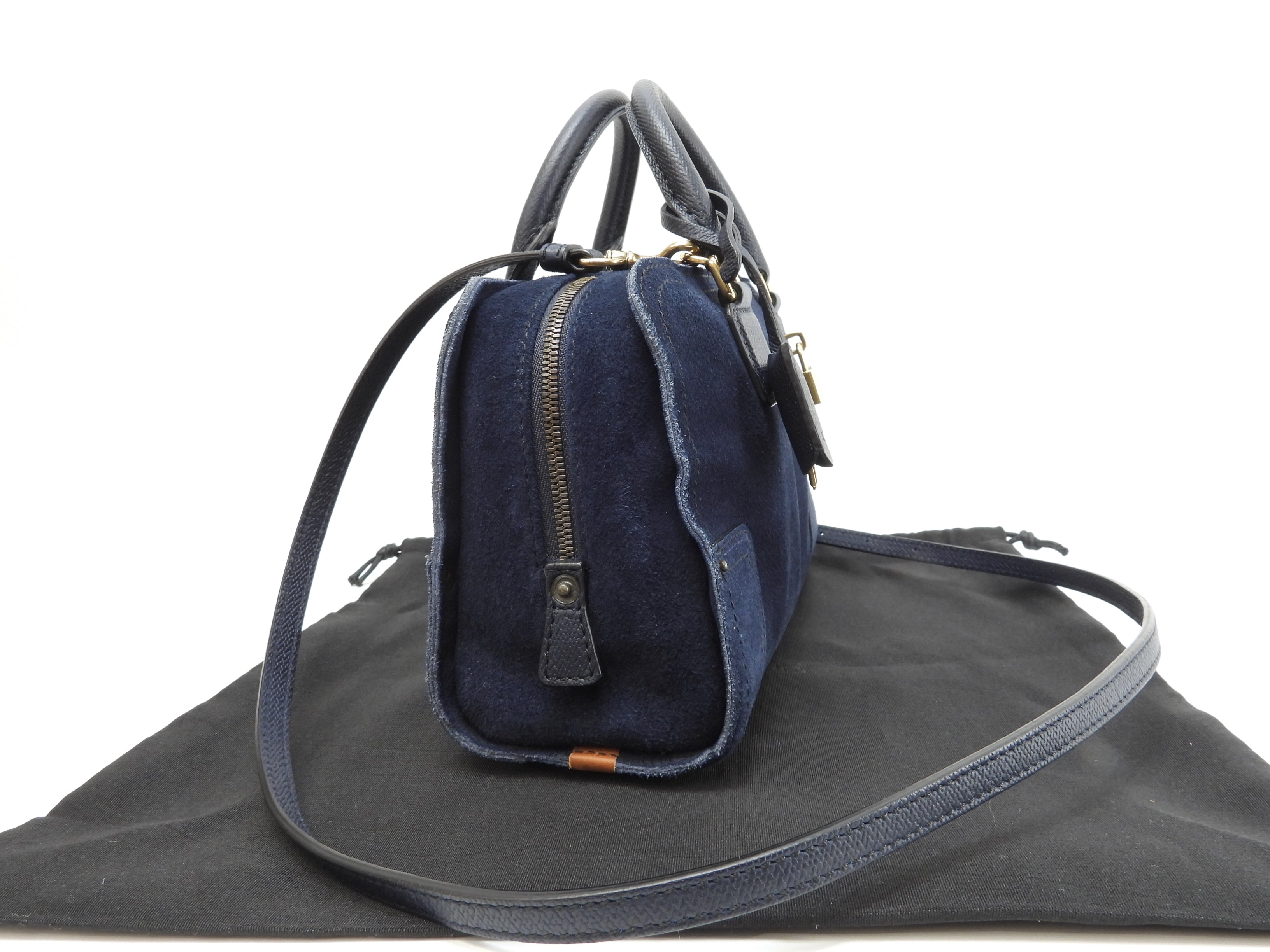 Loewe Amazona 23 Suede Denim Blue Pochette con Tracolla Mini Borsa a Mano, condizioni eccellenti@061403