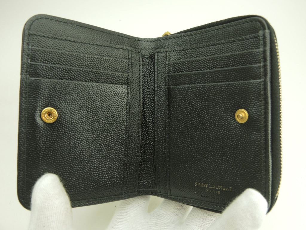 サンローラン コンパクトジップアラウンドウォレット YSL レザー黒 2折財布 @GNC403723-0321