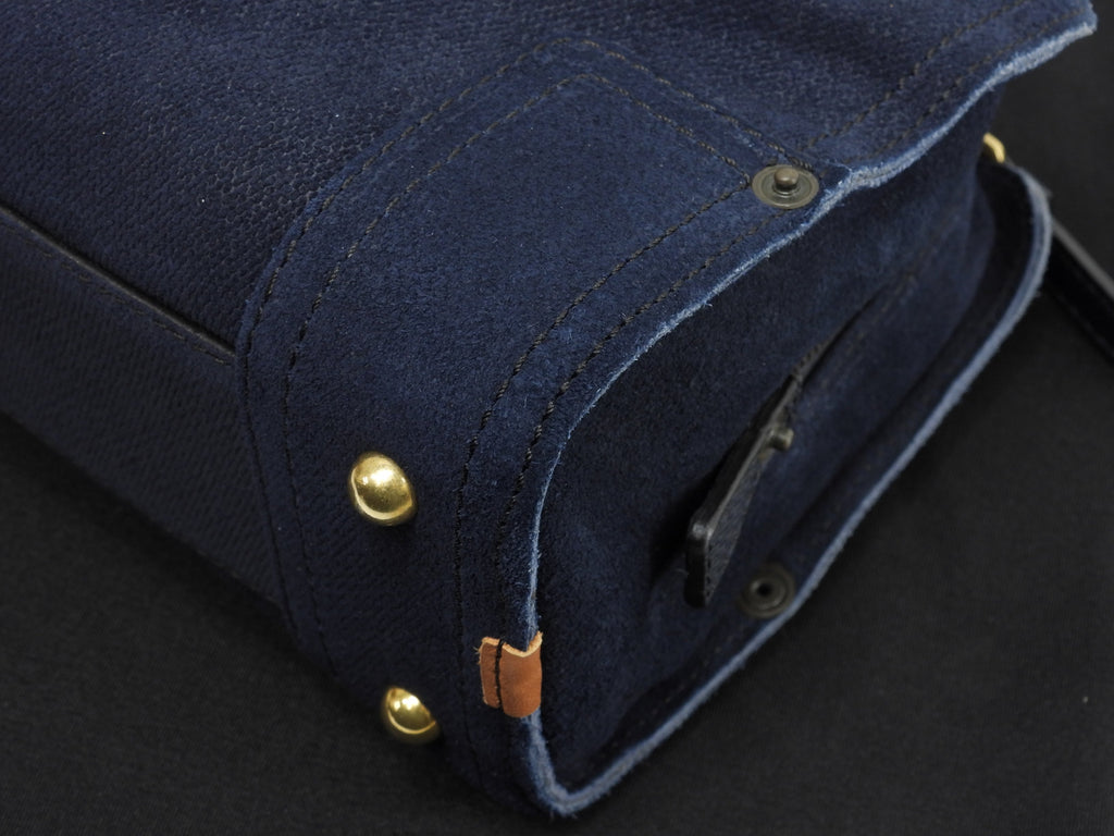 Loewe Amazona 23 Suede Denim Blue Pochette con Tracolla Mini Borsa a Mano, condizioni eccellenti@061403