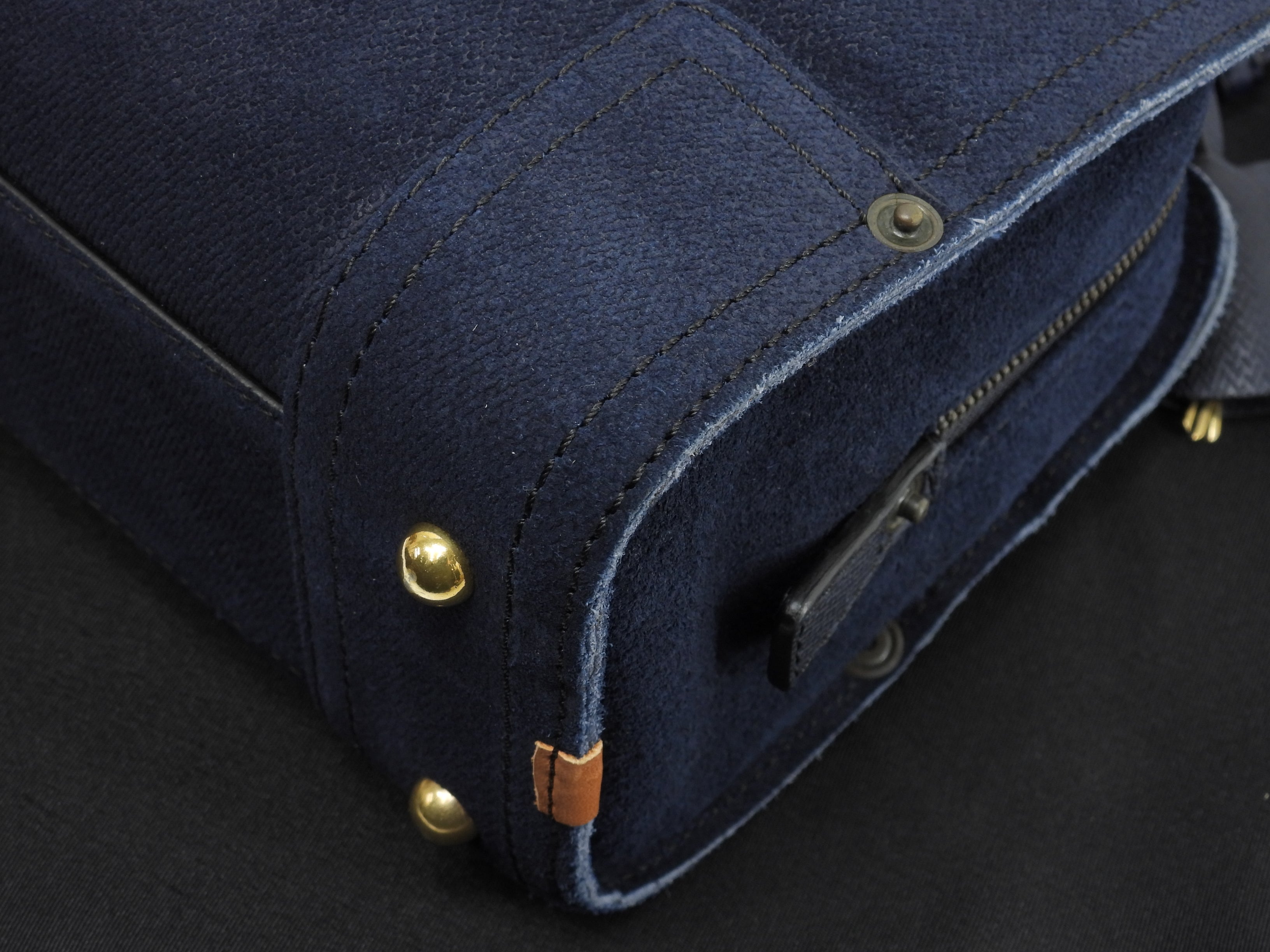 Loewe Amazona 23 Suede Denim Blue Pochette con Tracolla Mini Borsa a Mano, condizioni eccellenti@061403