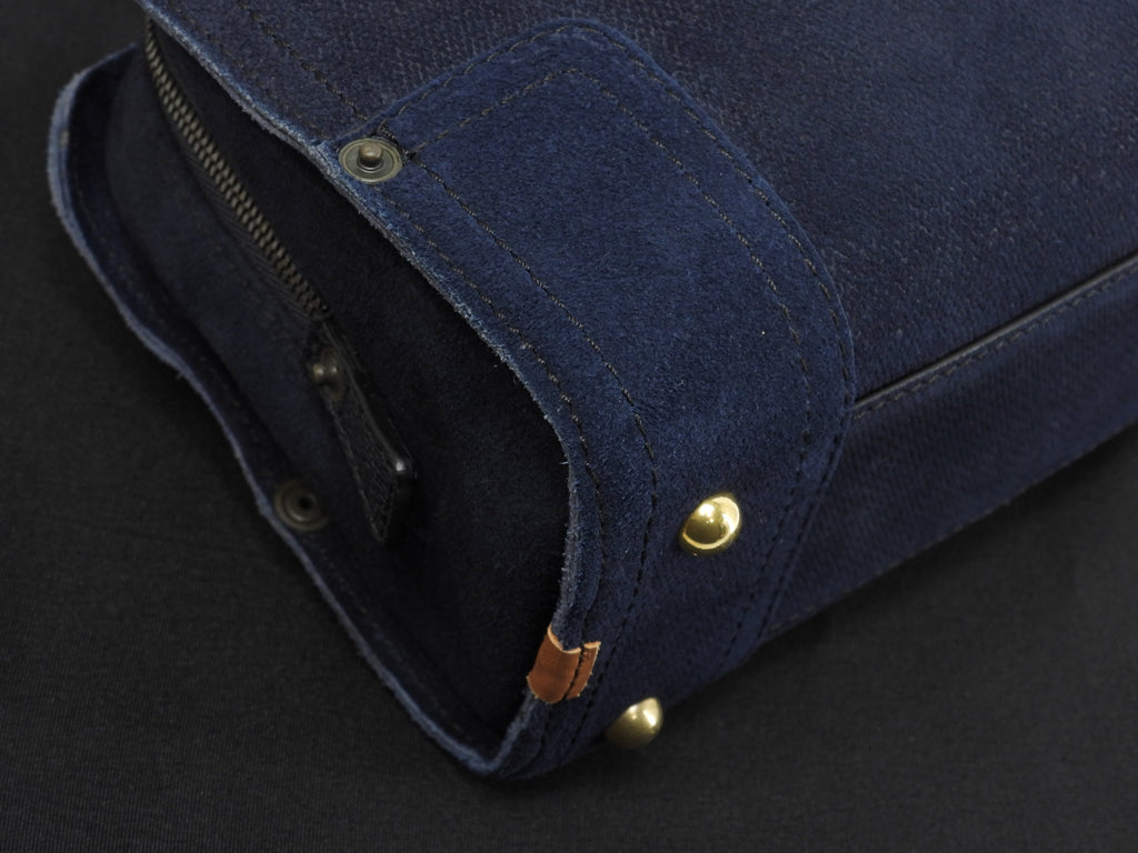 Loewe Amazona 23 Suede Denim Blue Pochette con Tracolla Mini Borsa a Mano, condizioni eccellenti@061403