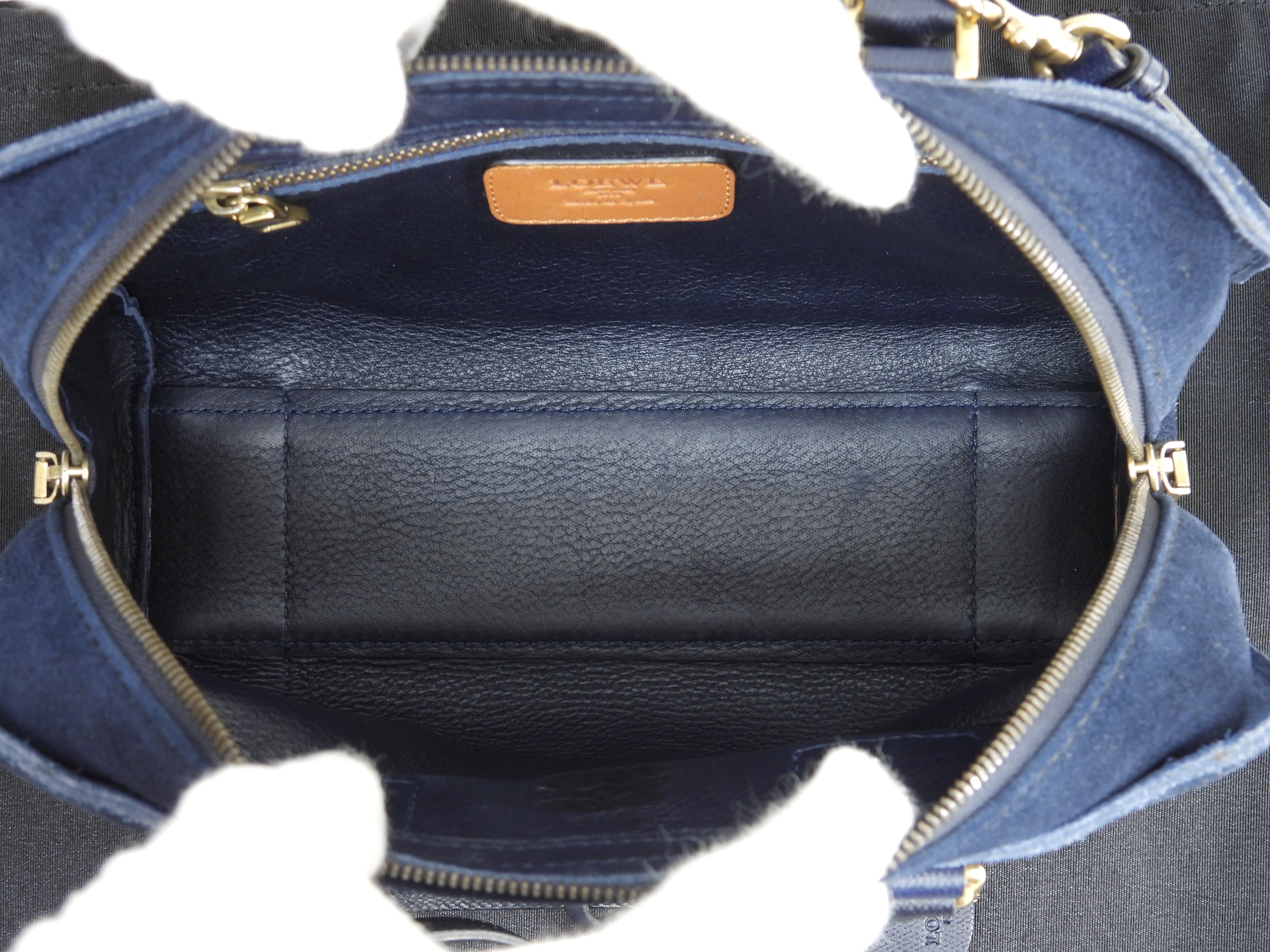 Loewe Amazona 23 Suede Denim Blue Pochette con Tracolla Mini Borsa a Mano, condizioni eccellenti@061403