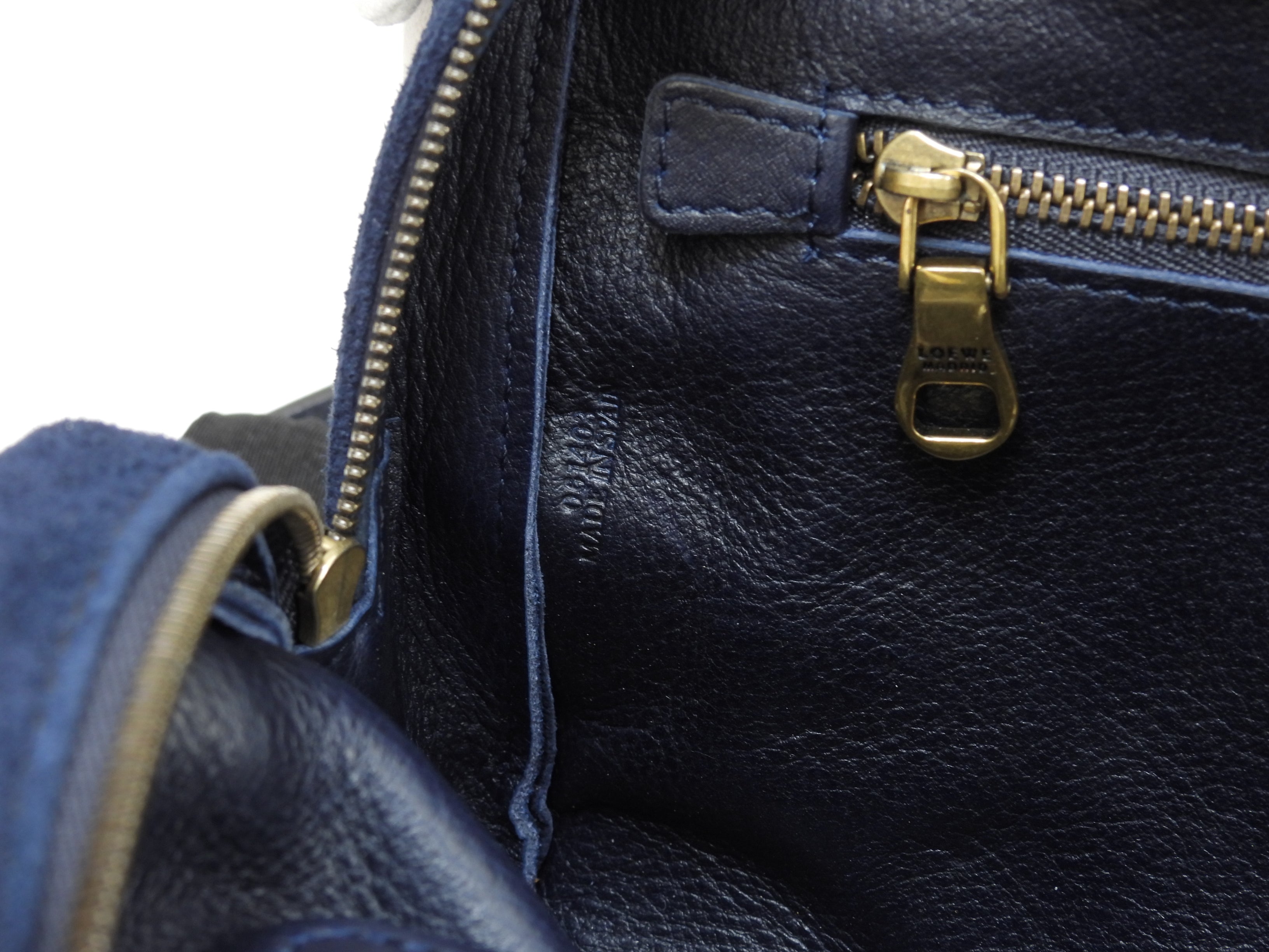 Loewe Amazona 23 Suede Denim Blue Pochette con Tracolla Mini Borsa a Mano, condizioni eccellenti@061403