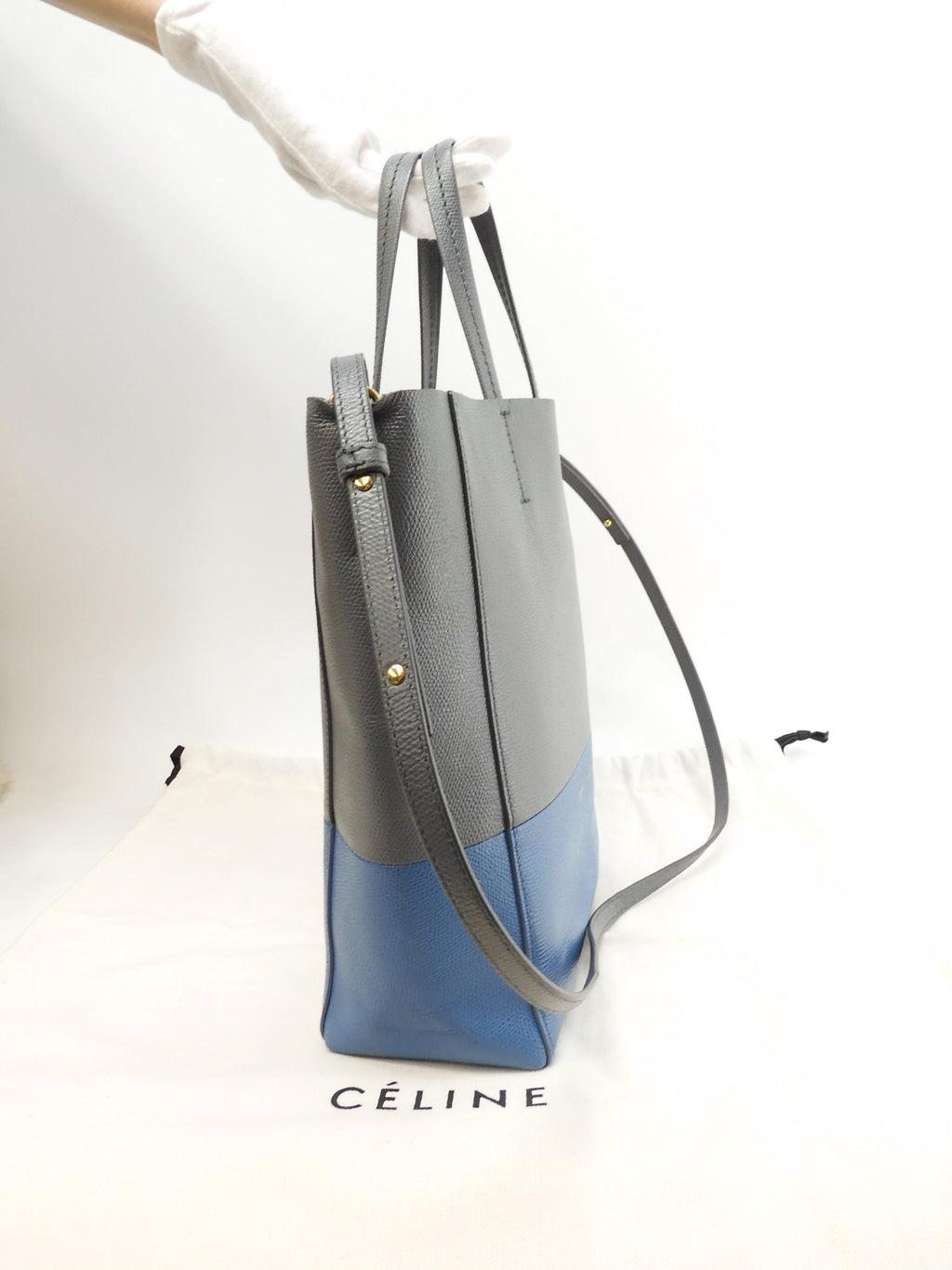 Celine Cabas Small Pelle Grigio Azzurro Pochette Borsa a mano Shopper @U-CU-1107