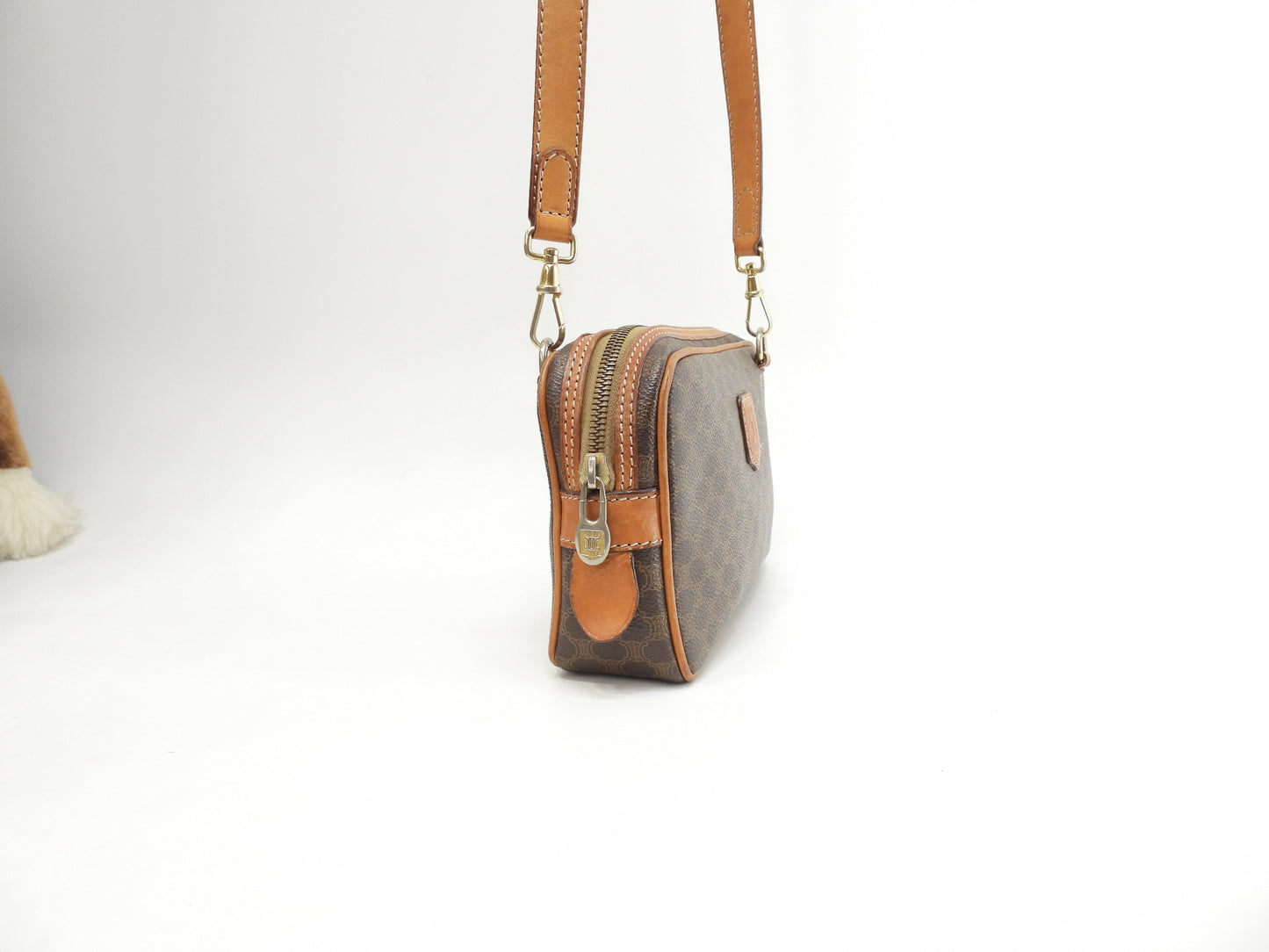 Celine pochette Macadam Triomphe marrone, borsa a tracolla trasversale 7@M92*