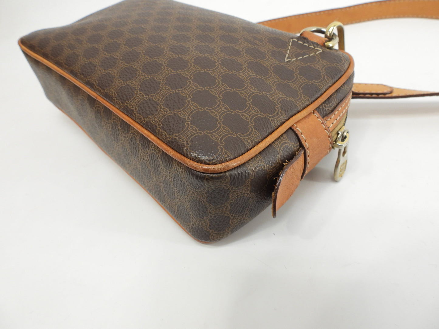 Celine pochette Macadam Triomphe marrone, borsa a tracolla trasversale 7@M92*