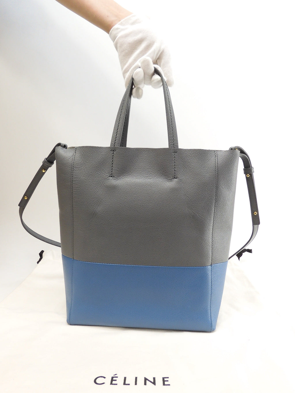 Celine Cabas Small Pelle Grigio Azzurro Pochette Borsa a mano Shopper @U-CU-1107