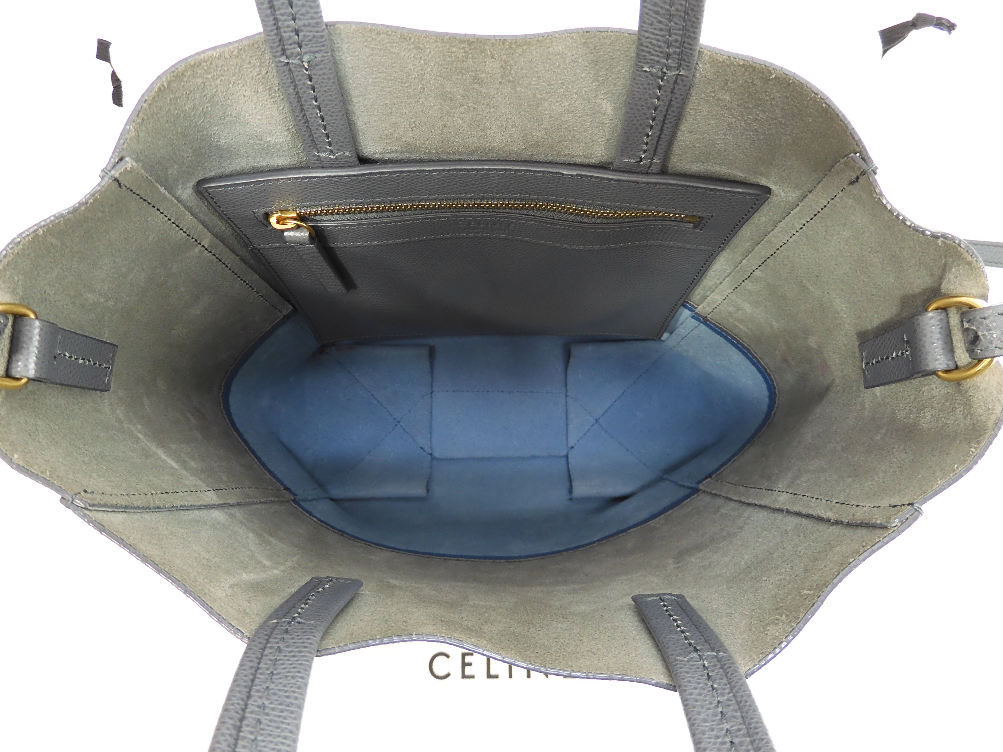 Celine Cabas Small Pelle Grigio Azzurro Pochette Borsa a mano Shopper @U-CU-1107