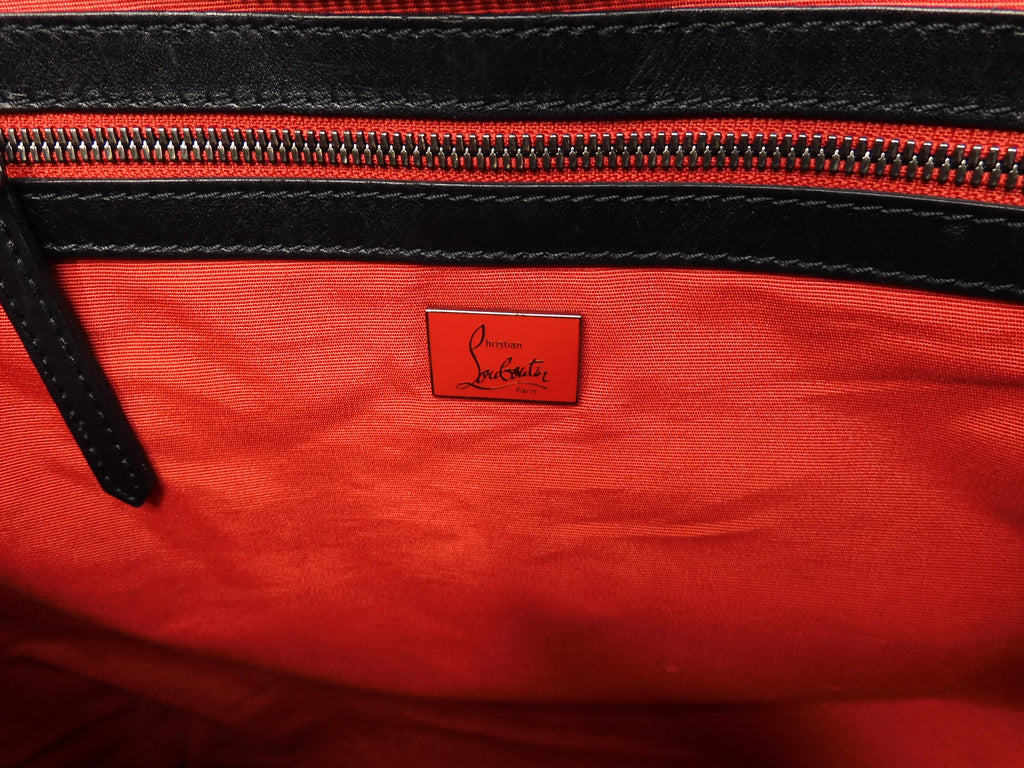 Christian Louboutin Zaino con borchie, a quadri neri, grande, borsa tote @ 60