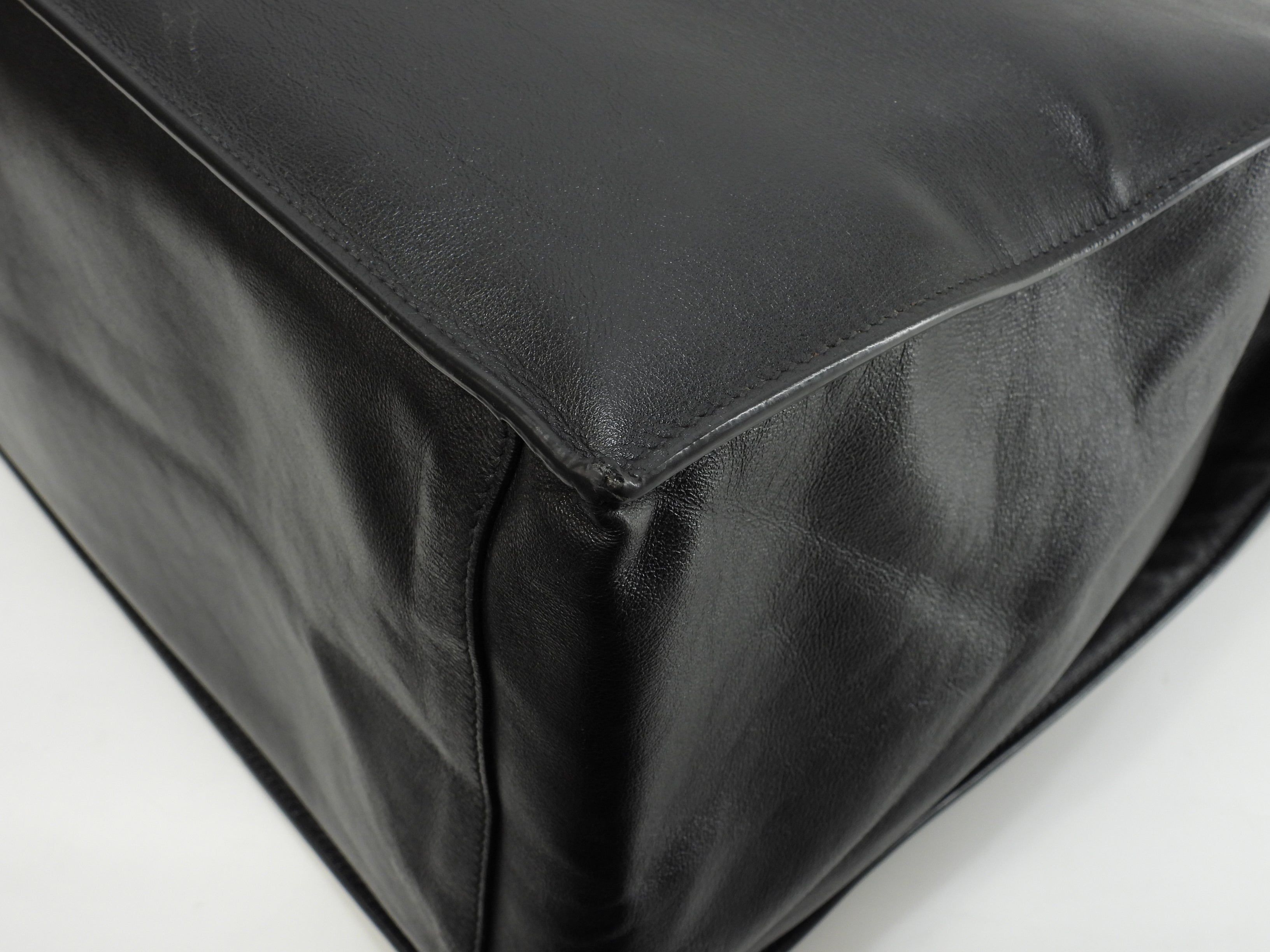 Borsa tote Saint Laurent Rive Gauche in pelle nera, verticale, da uomo, YSL@GNR663970-0421
