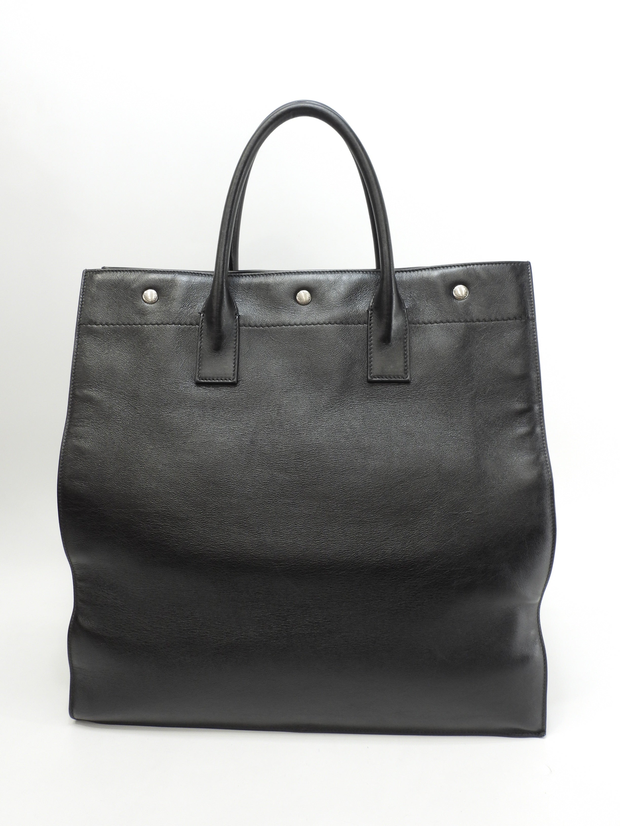 Borsa tote Saint Laurent Rive Gauche in pelle nera, verticale, da uomo, YSL@GNR663970-0421