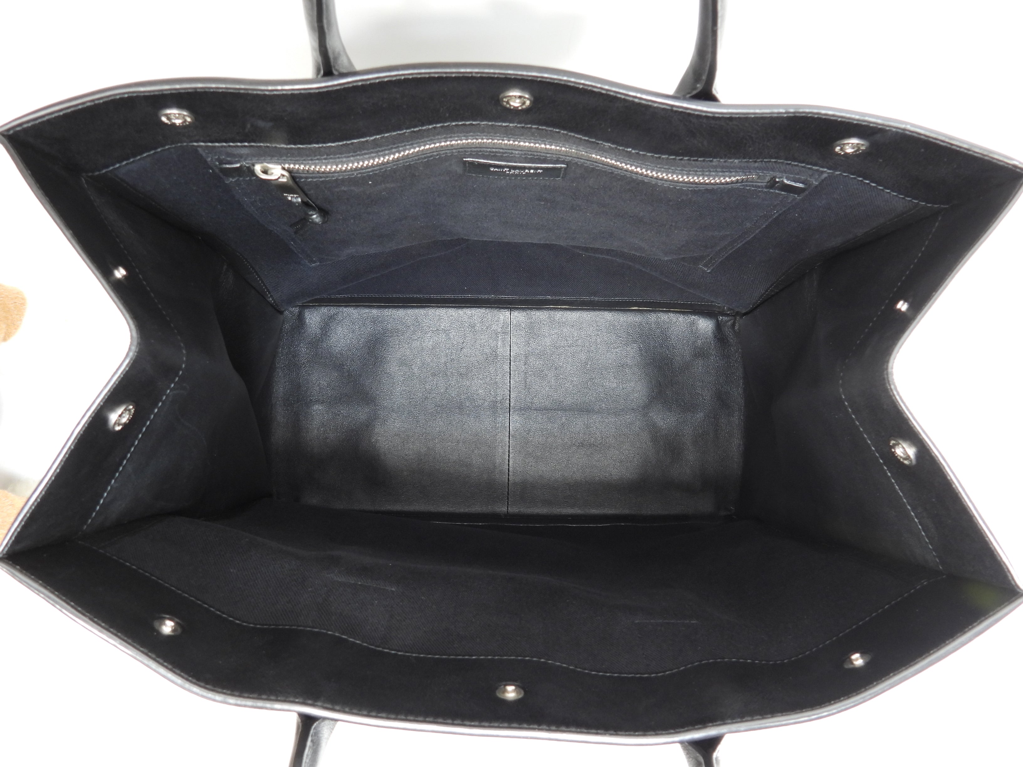 Borsa tote Saint Laurent Rive Gauche in pelle nera, verticale, da uomo, YSL@GNR663970-0421