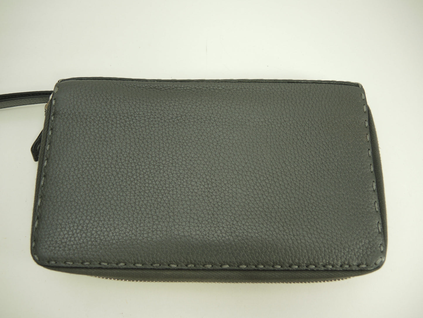 Fendi Clutch Wallet Pelle Selleria Grigio Portafoglio Lungo Doppia Zip @ 14