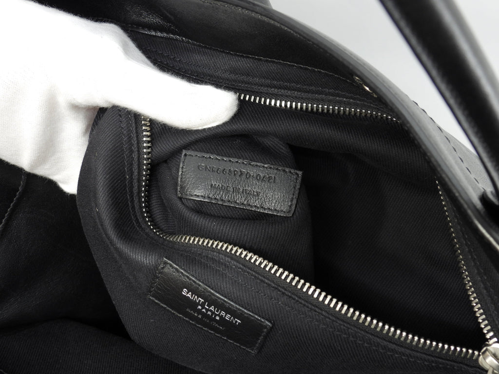 Borsa tote Saint Laurent Rive Gauche in pelle nera, verticale, da uomo, YSL@GNR663970-0421