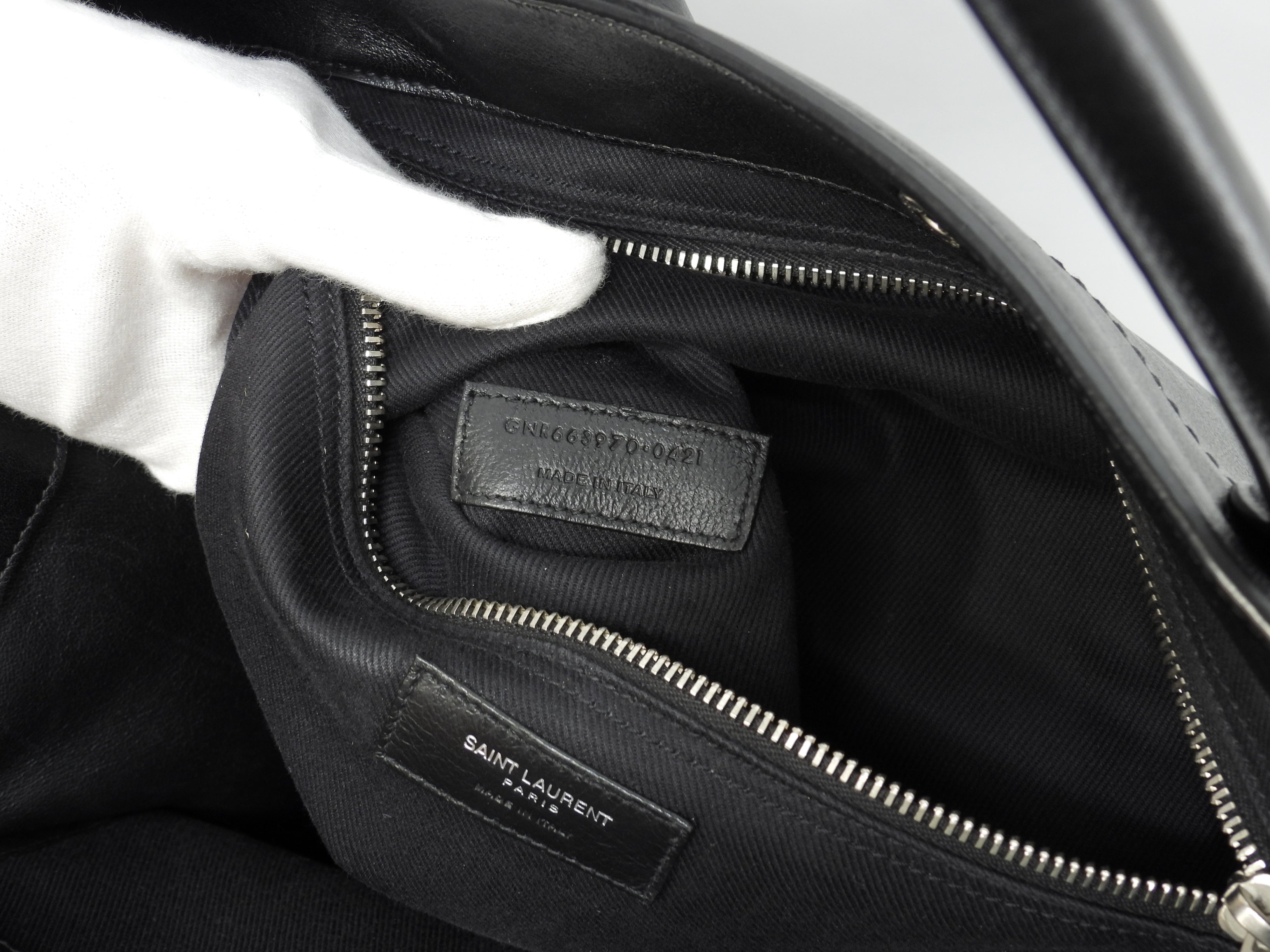 Borsa tote Saint Laurent Rive Gauche in pelle nera, verticale, da uomo, YSL@GNR663970-0421
