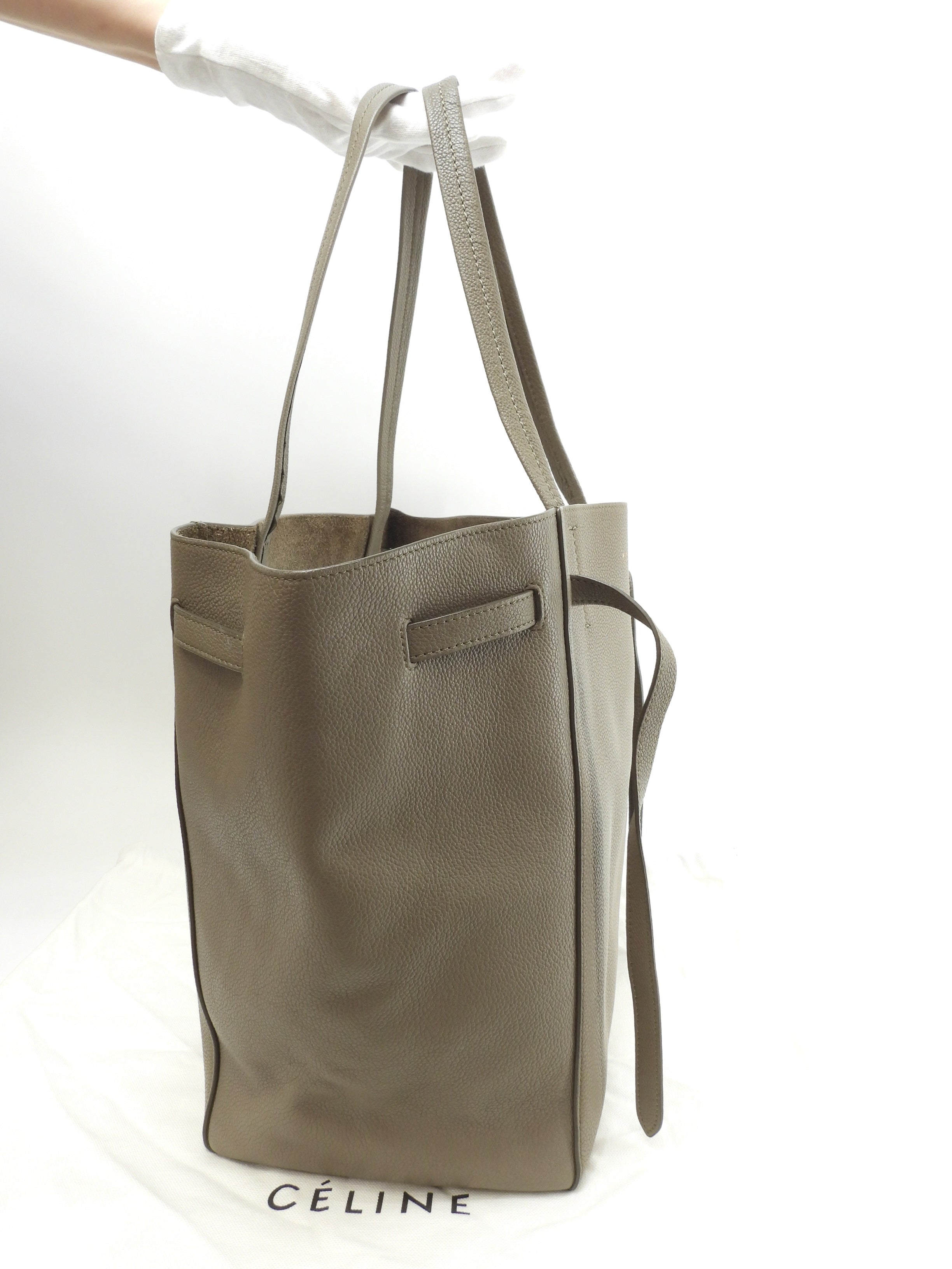 セリーヌ カバファントム スモール レザー灰 トートバッグ ショッピングバッグ 美品@W-CU-3116 2