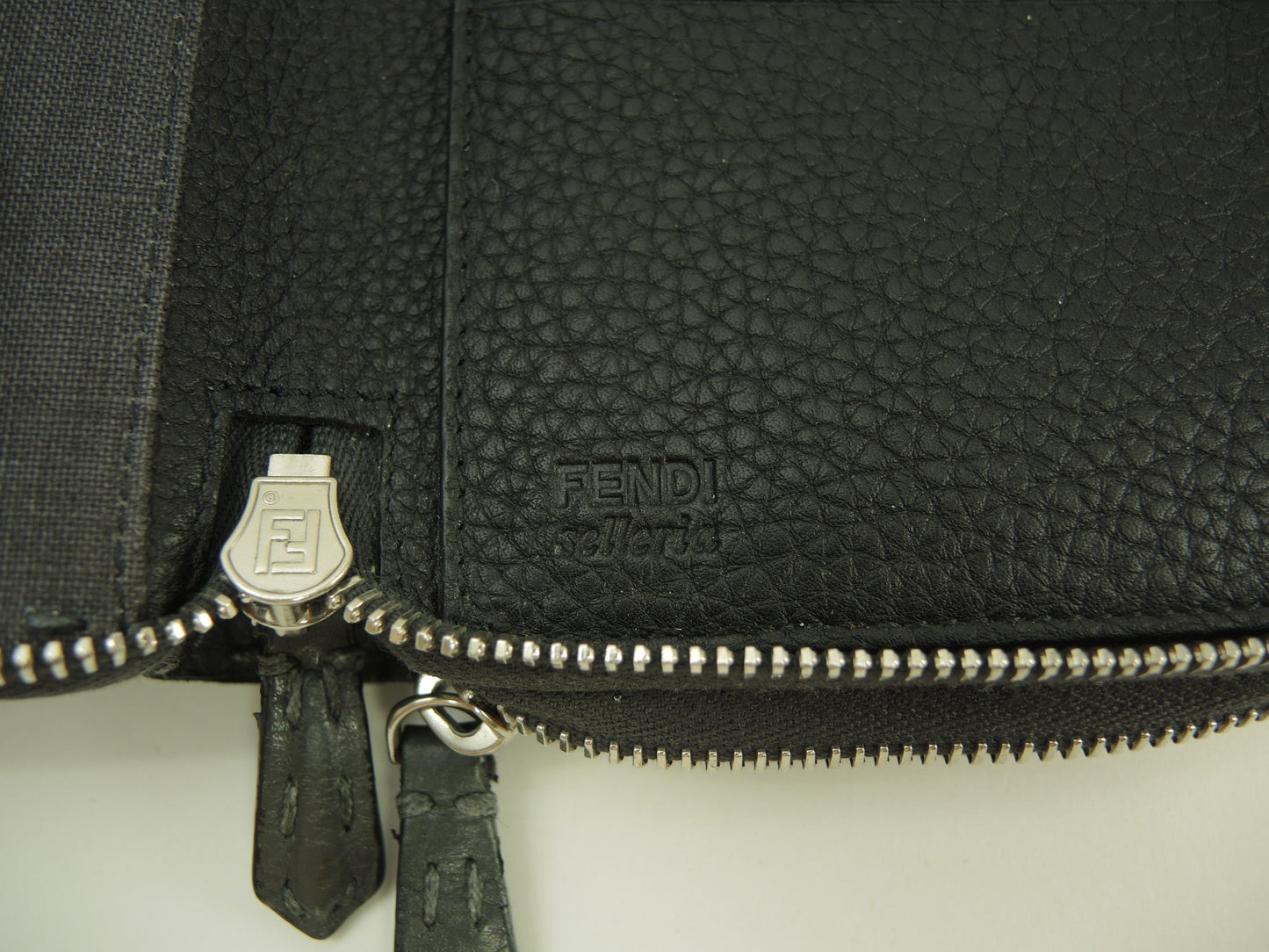 Fendi Clutch Wallet Pelle Selleria Grigio Portafoglio Lungo Doppia Zip @ 14