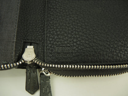 Fendi Clutch Wallet Pelle Selleria Grigio Portafoglio Lungo Doppia Zip @ 14