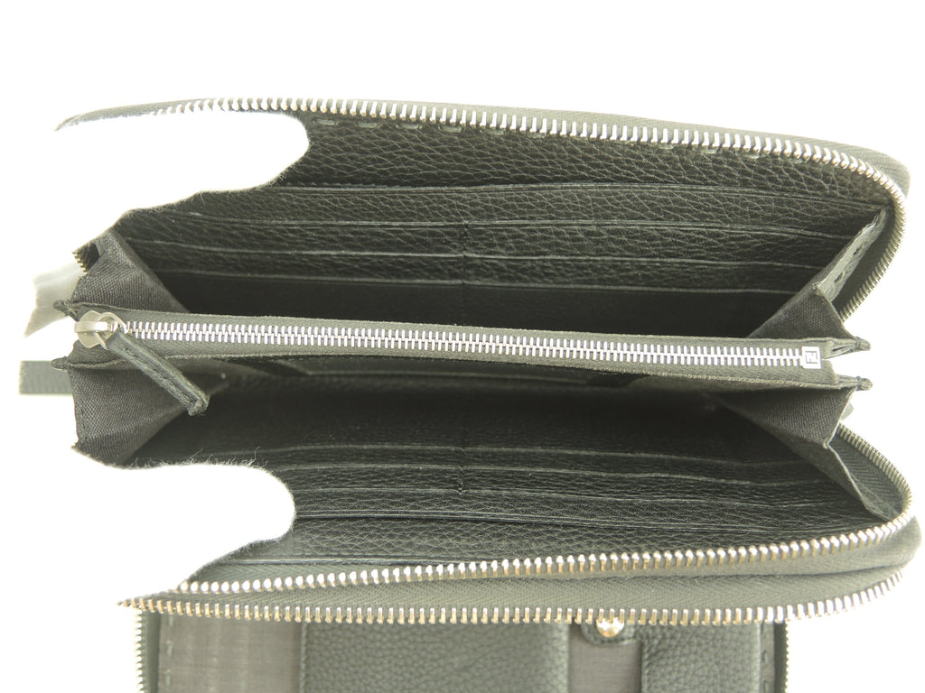 Fendi Clutch Wallet Pelle Selleria Grigio Portafoglio Lungo Doppia Zip @ 14