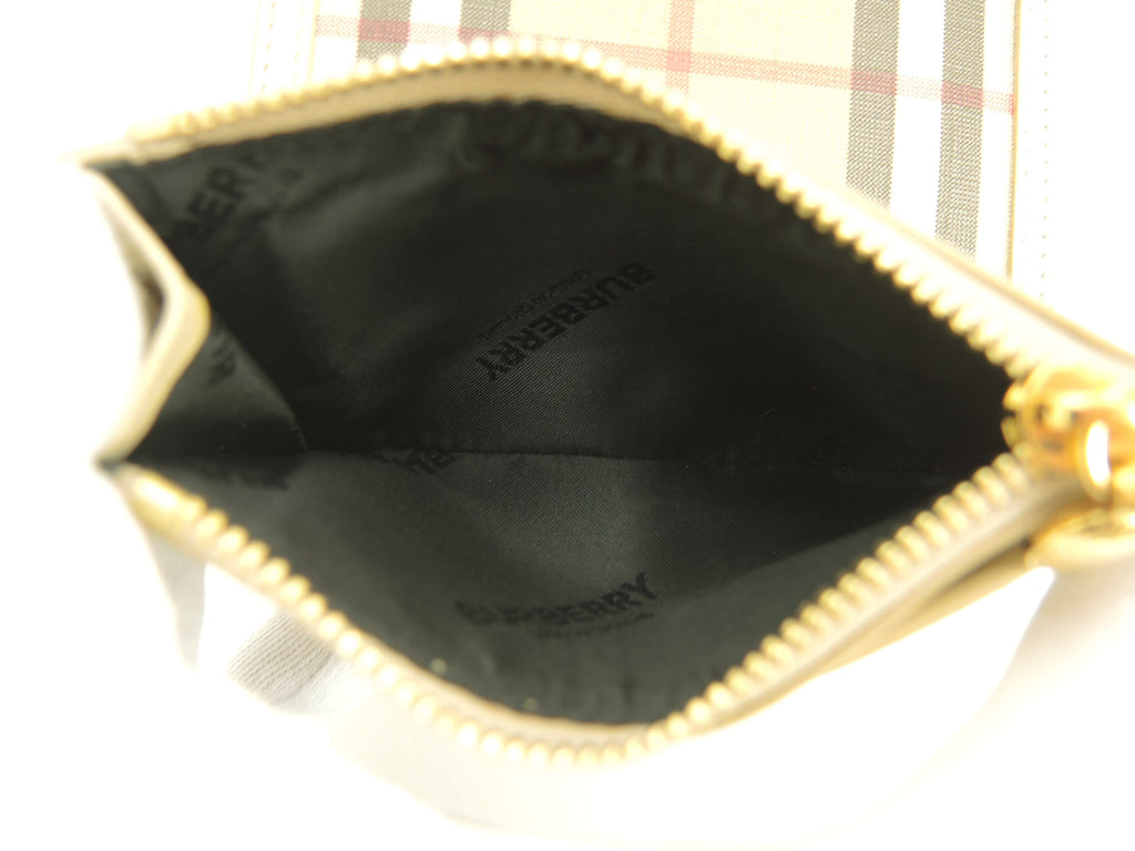 Burberry portafoglio compatto a tre ante in PVC/pelle con motivo check, portafoglio piccolo, come nuovo@POPELFI071SEB