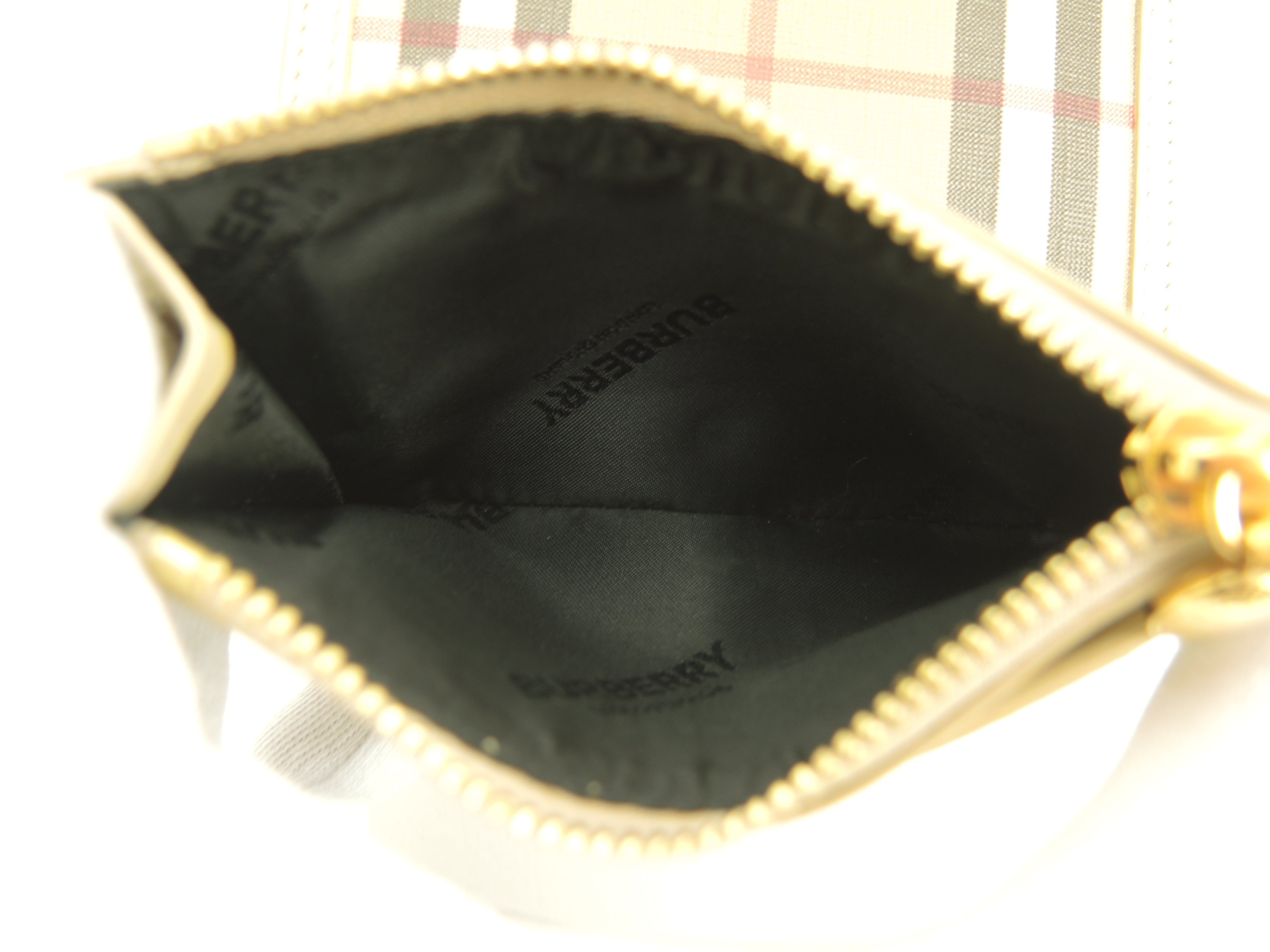 Burberry portafoglio compatto a tre ante in PVC/pelle con motivo check, portafoglio piccolo, come nuovo@POPELFI071SEB
