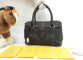 Fendi Mini Linda in pelle Selleria nera, hardware argento, borsa a mano piccola, pari al nuovo @ 24